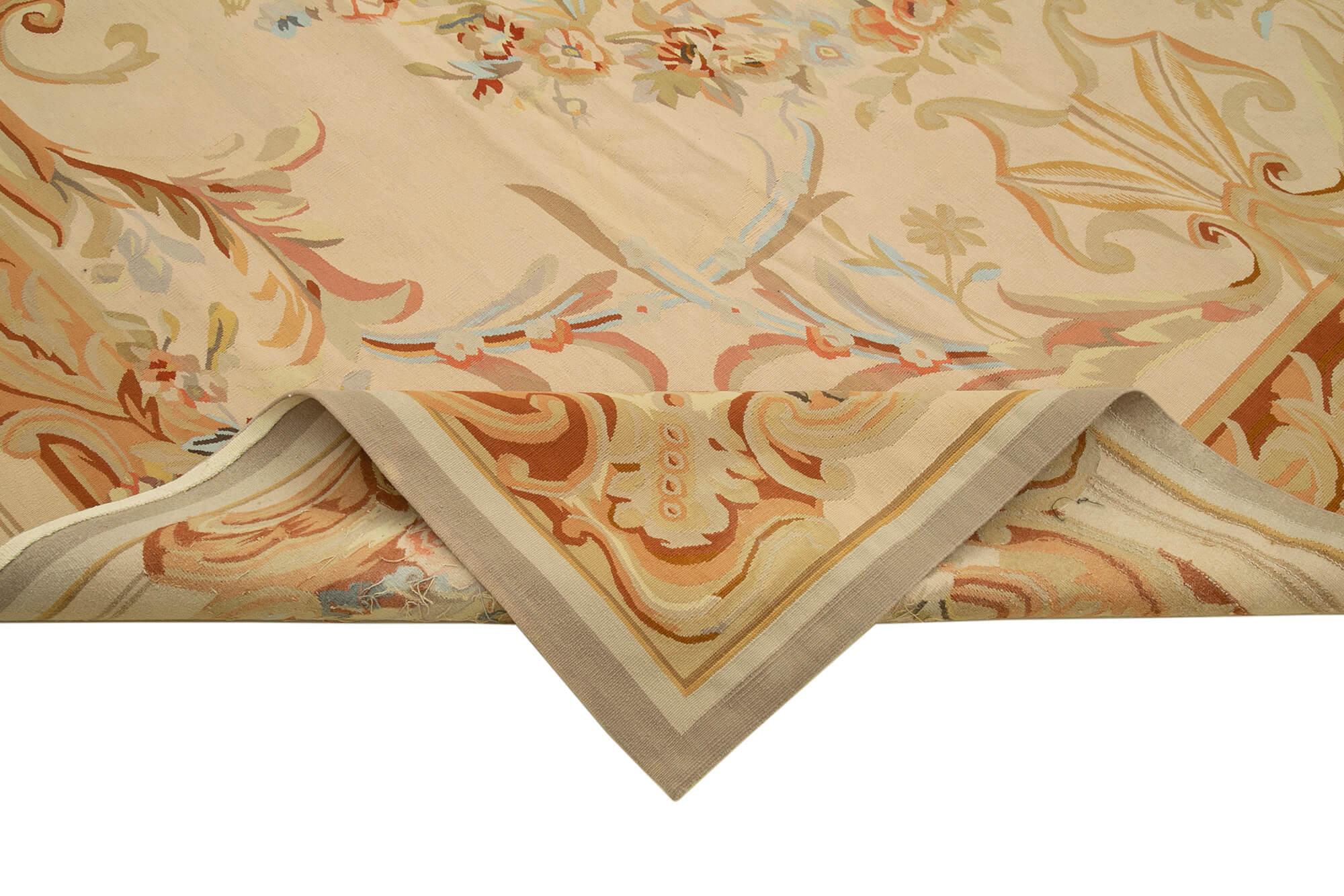 9 x 12 Beige Aubusson Kilim - 1528