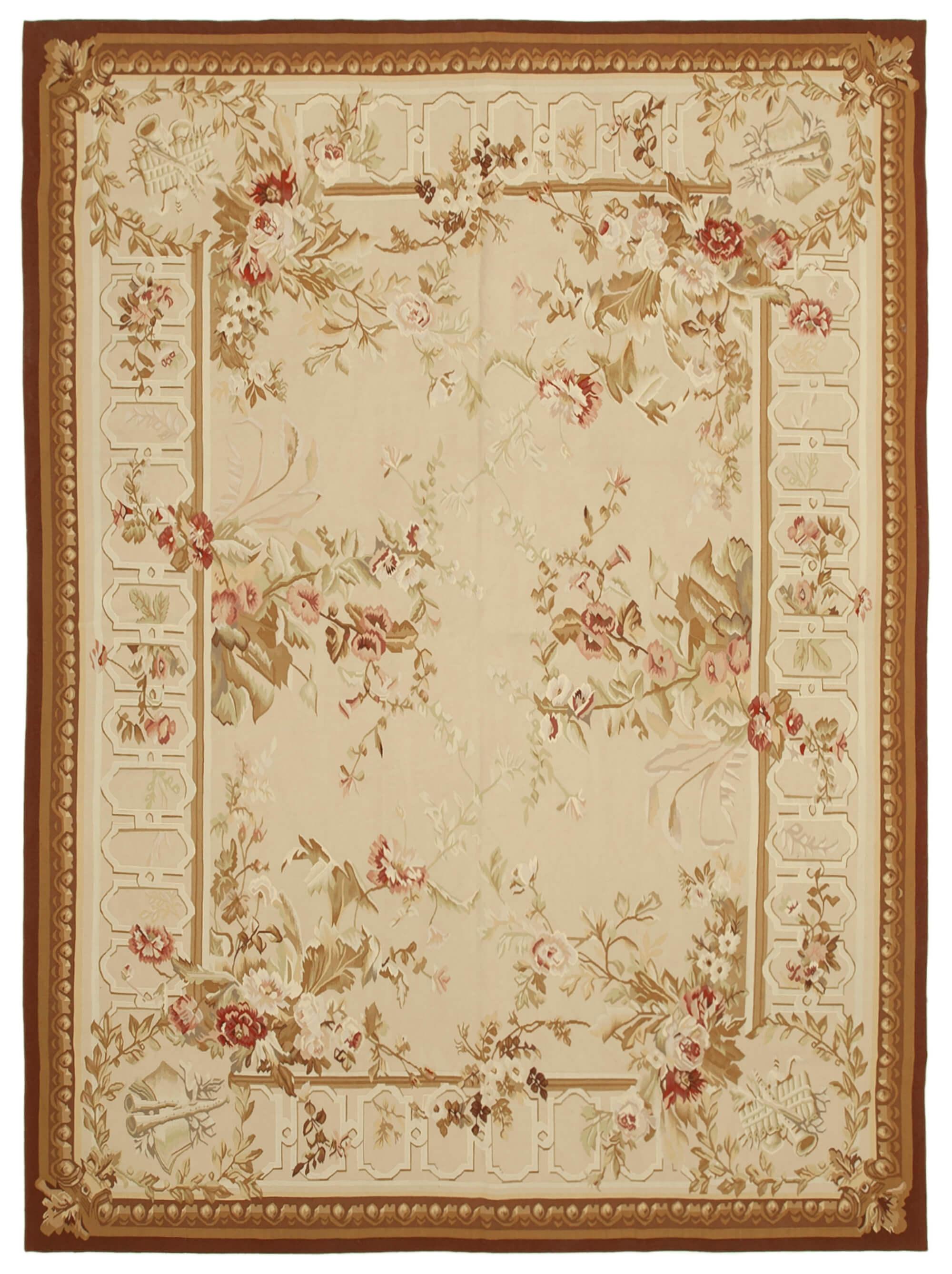 9 x 12 Beige Aubusson Kilim - 1529