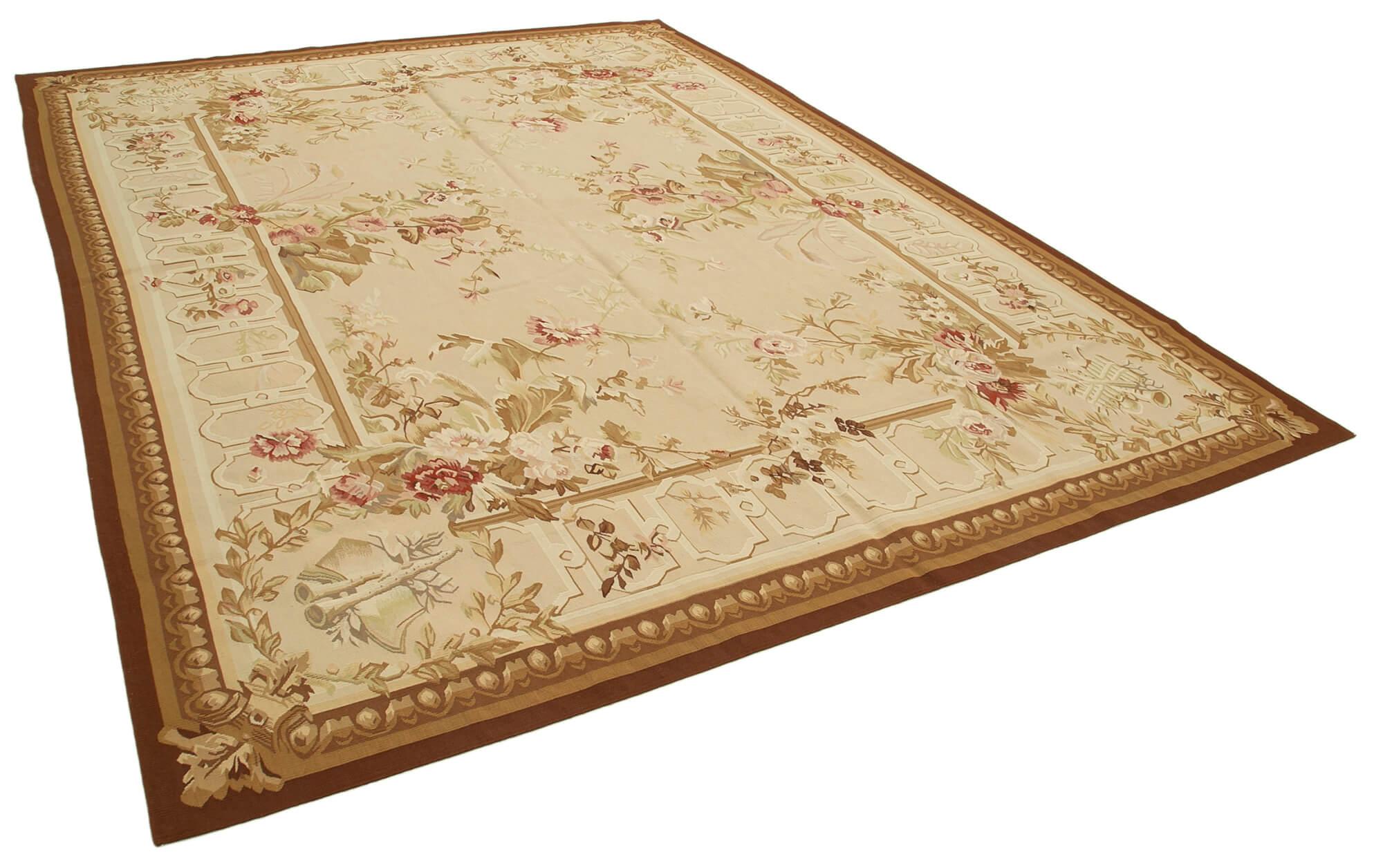 9 x 12 Beige Aubusson Kilim - 1529