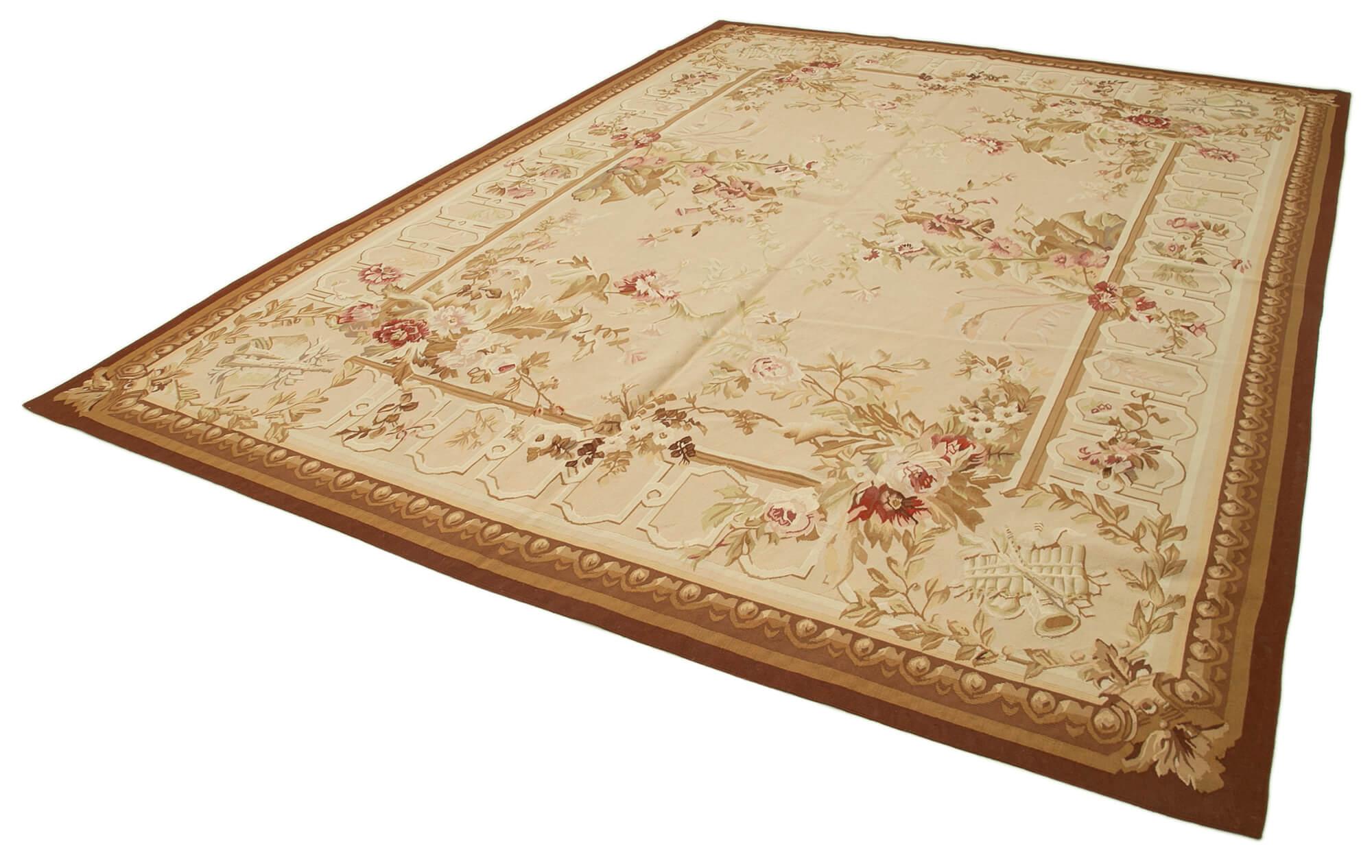 9 x 12 Beige Aubusson Kilim - 1529