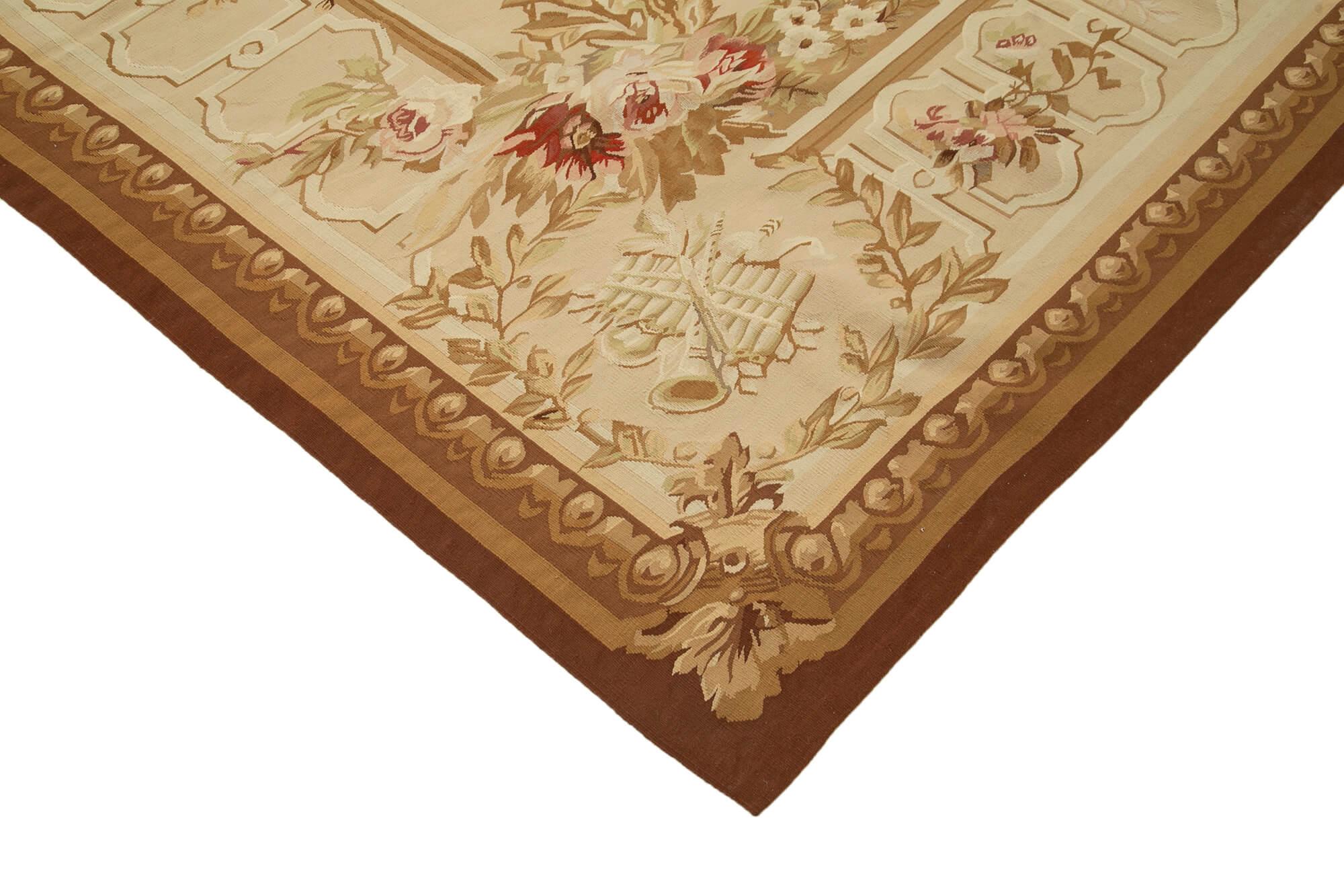 9 x 12 Beige Aubusson Kilim - 1529