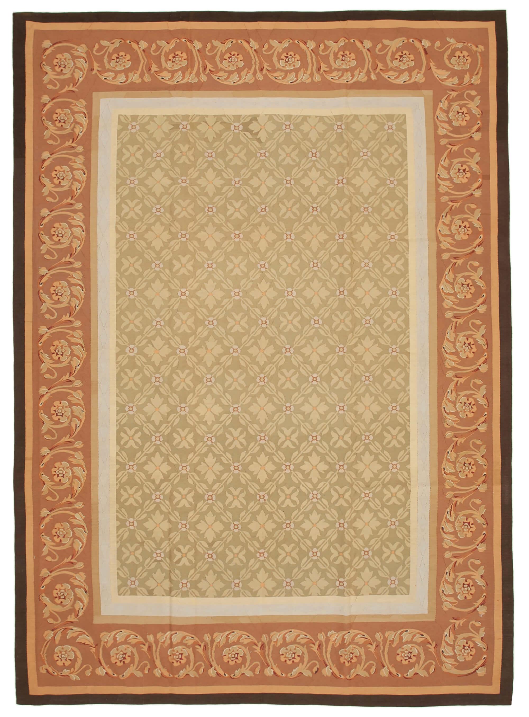 10 x 14 Brown Aubusson Kilim - 1533