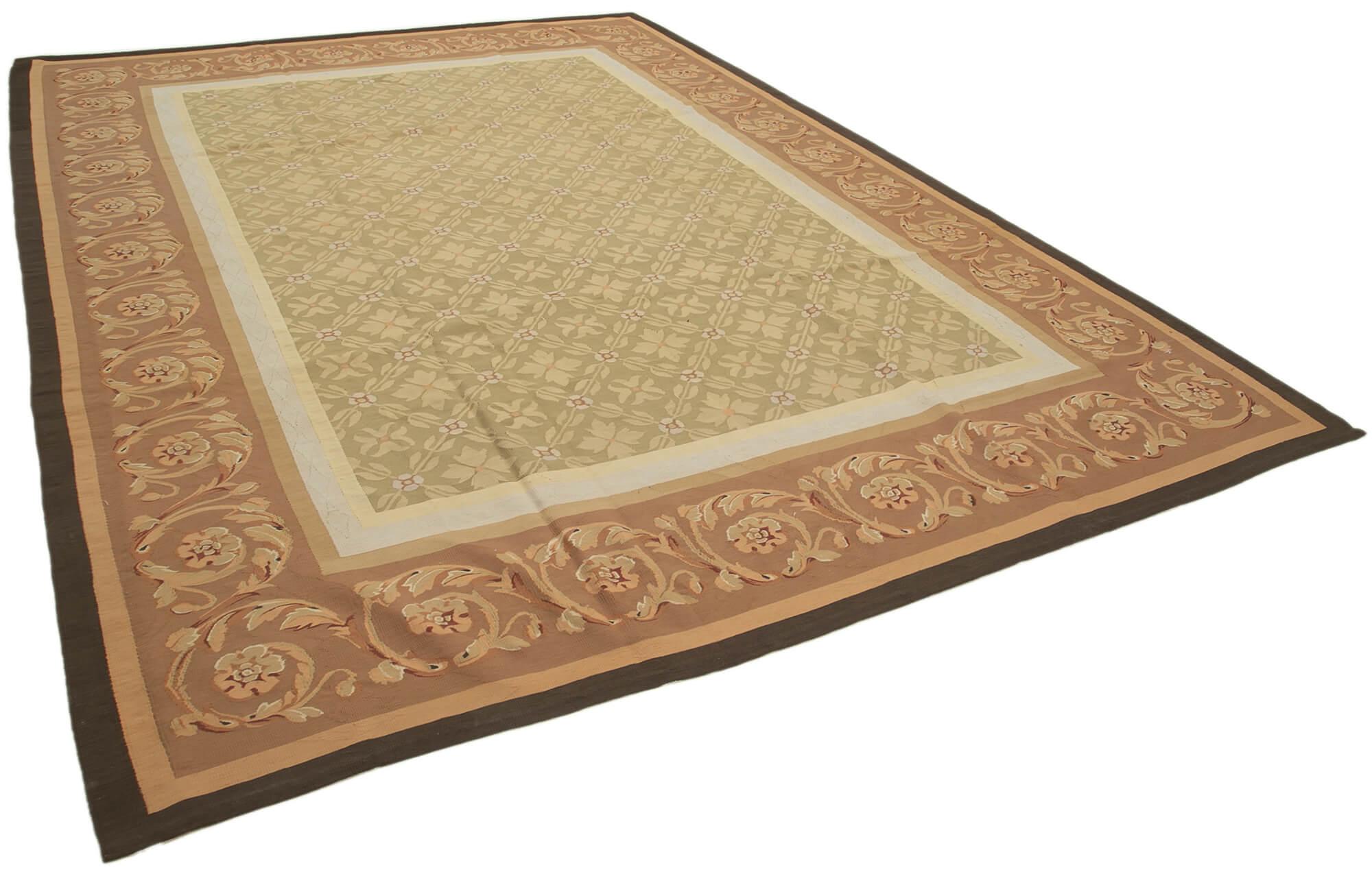 10 x 14 Brown Aubusson Kilim - 1533