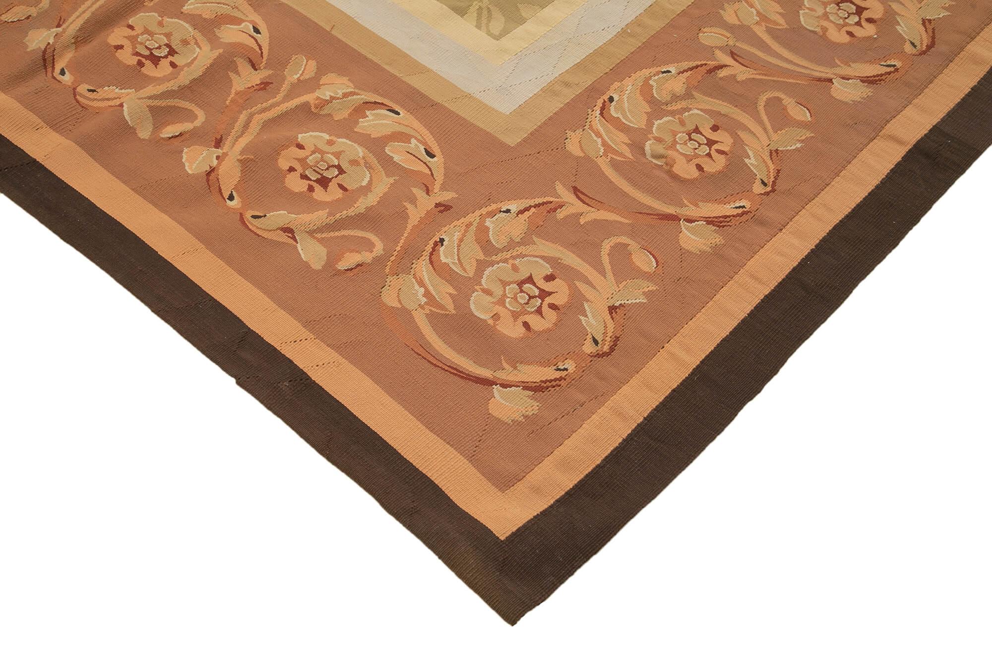 10 x 14 Brown Aubusson Kilim - 1533