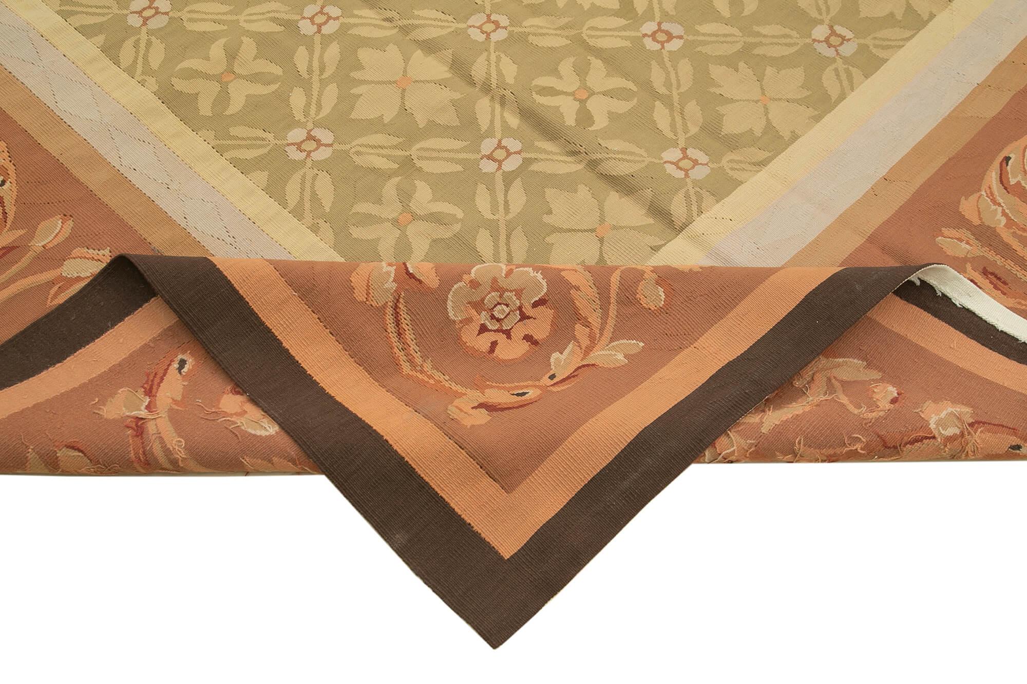 10 x 14 Brown Aubusson Kilim - 1533