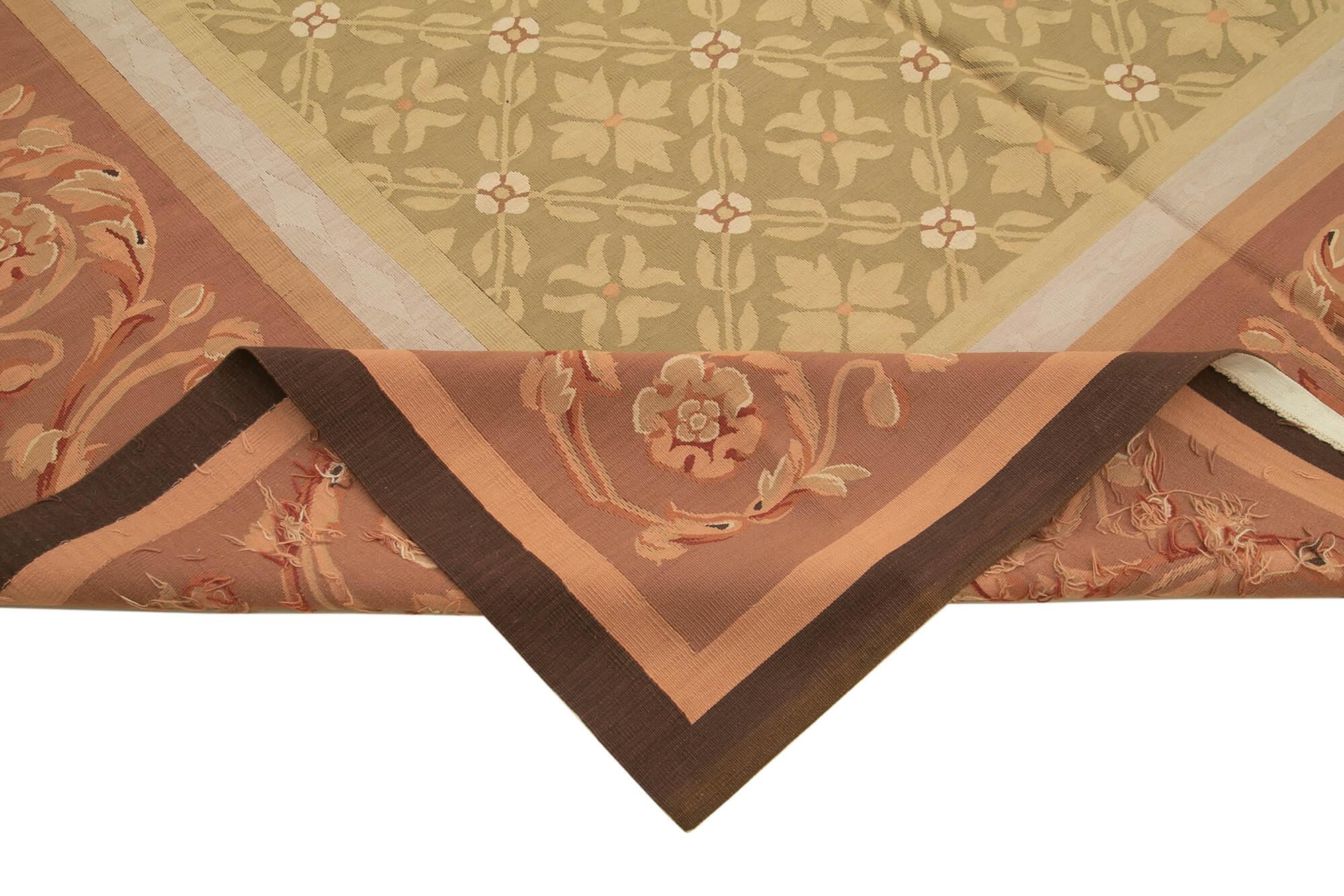 10 x 14 Brown Aubusson Kilim - 1535