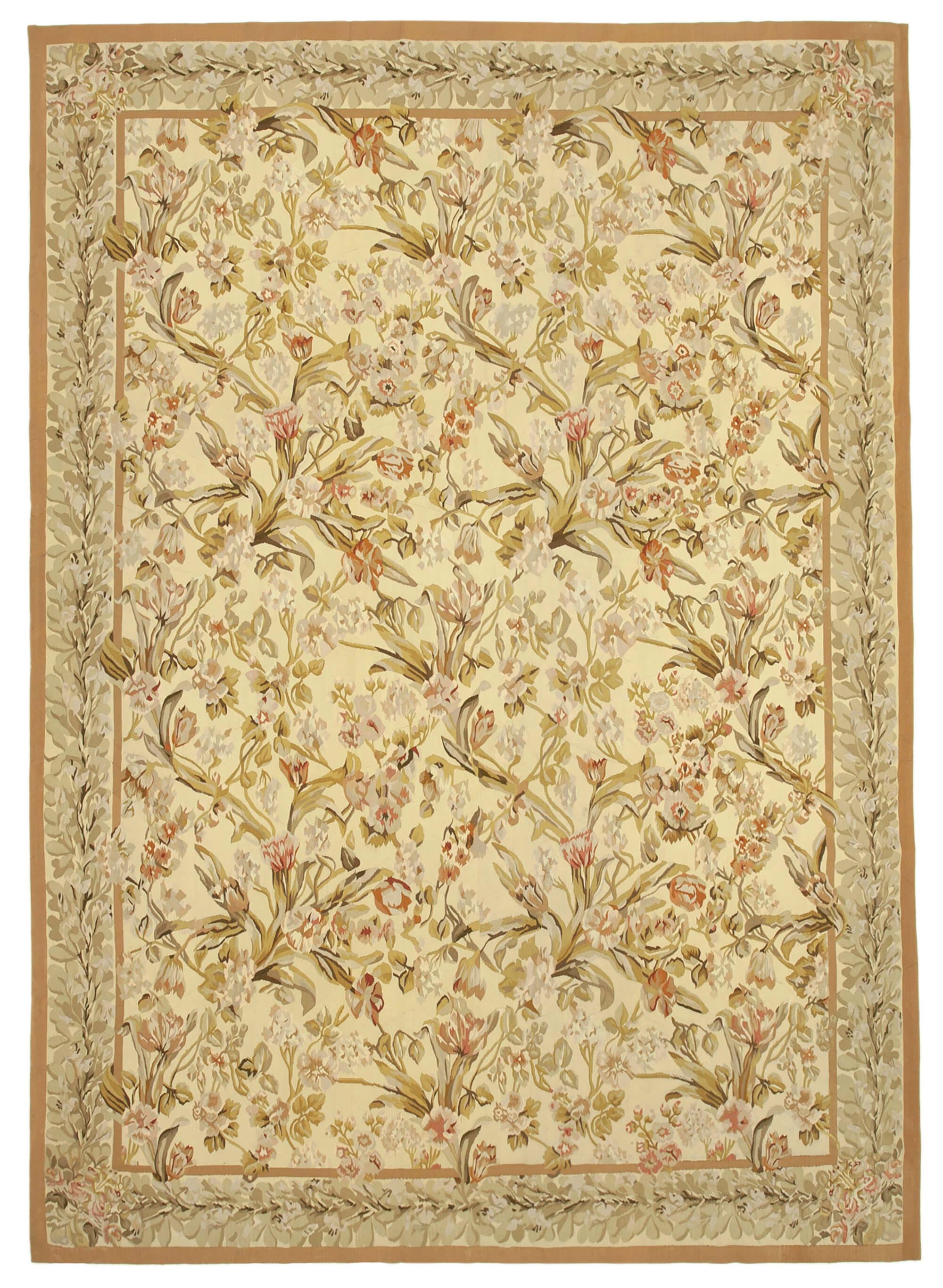 10 x 14 Yellow Aubusson Kilim - 1536