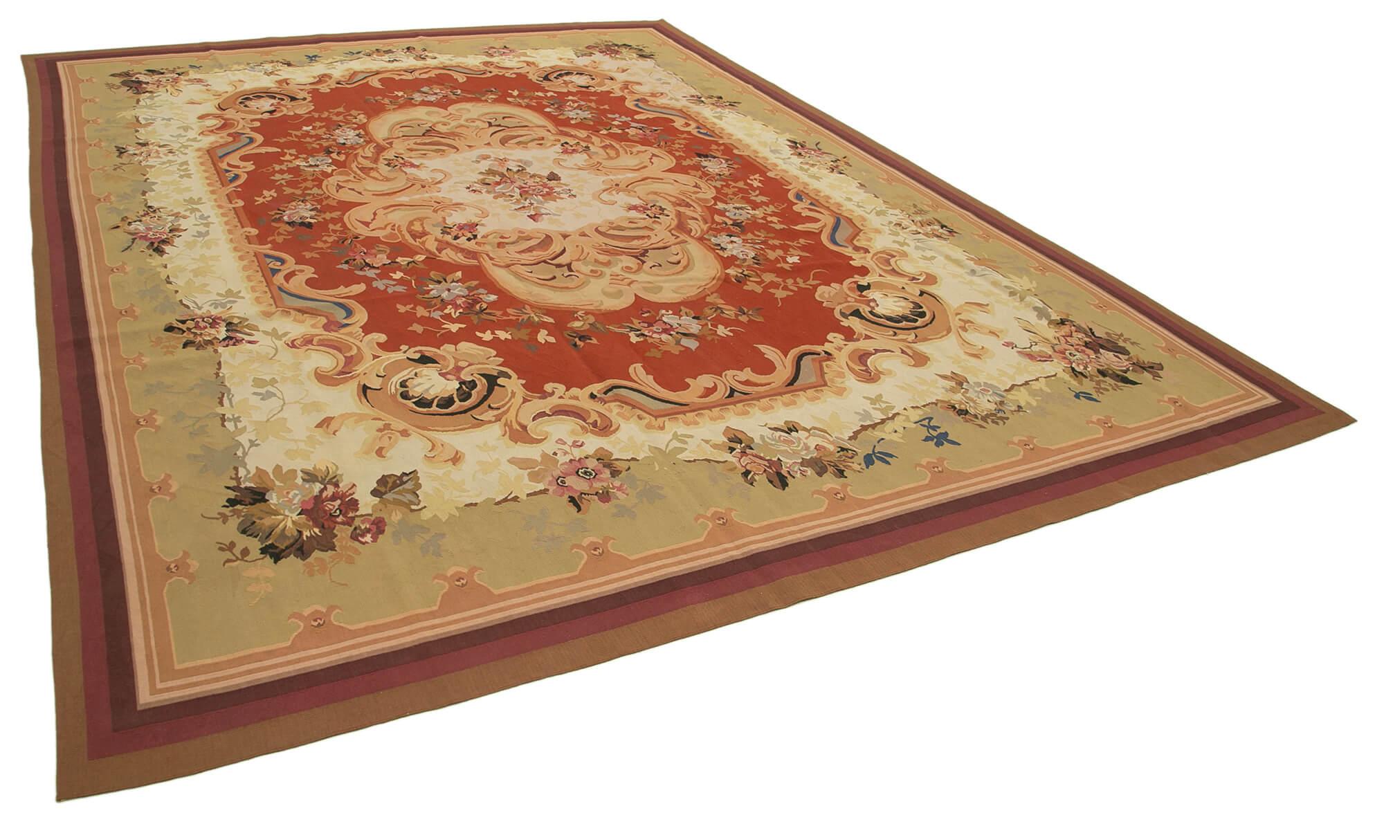 10 x 14 Beige Aubusson Kilim - 1537