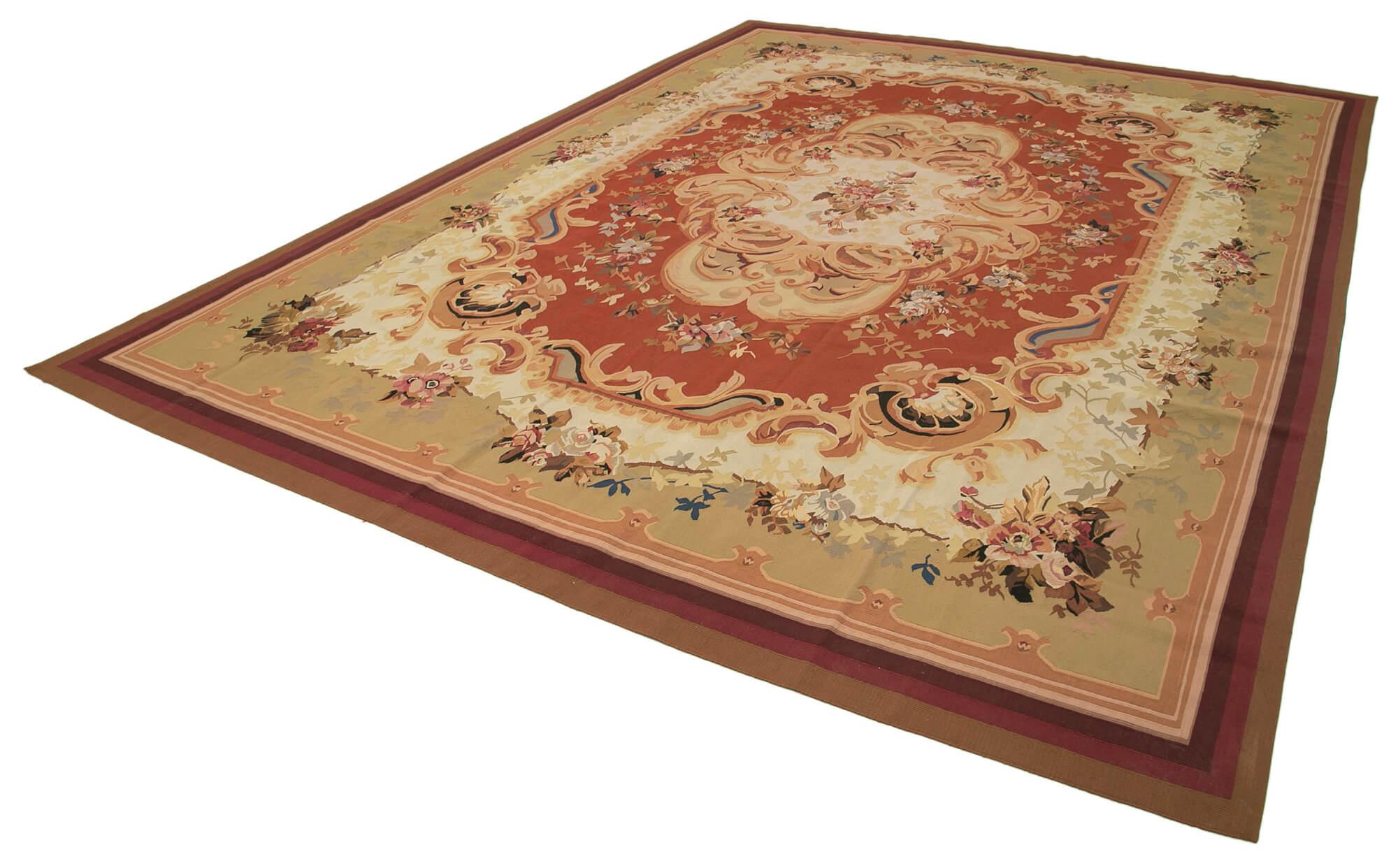 10 x 14 Beige Aubusson Kilim - 1537