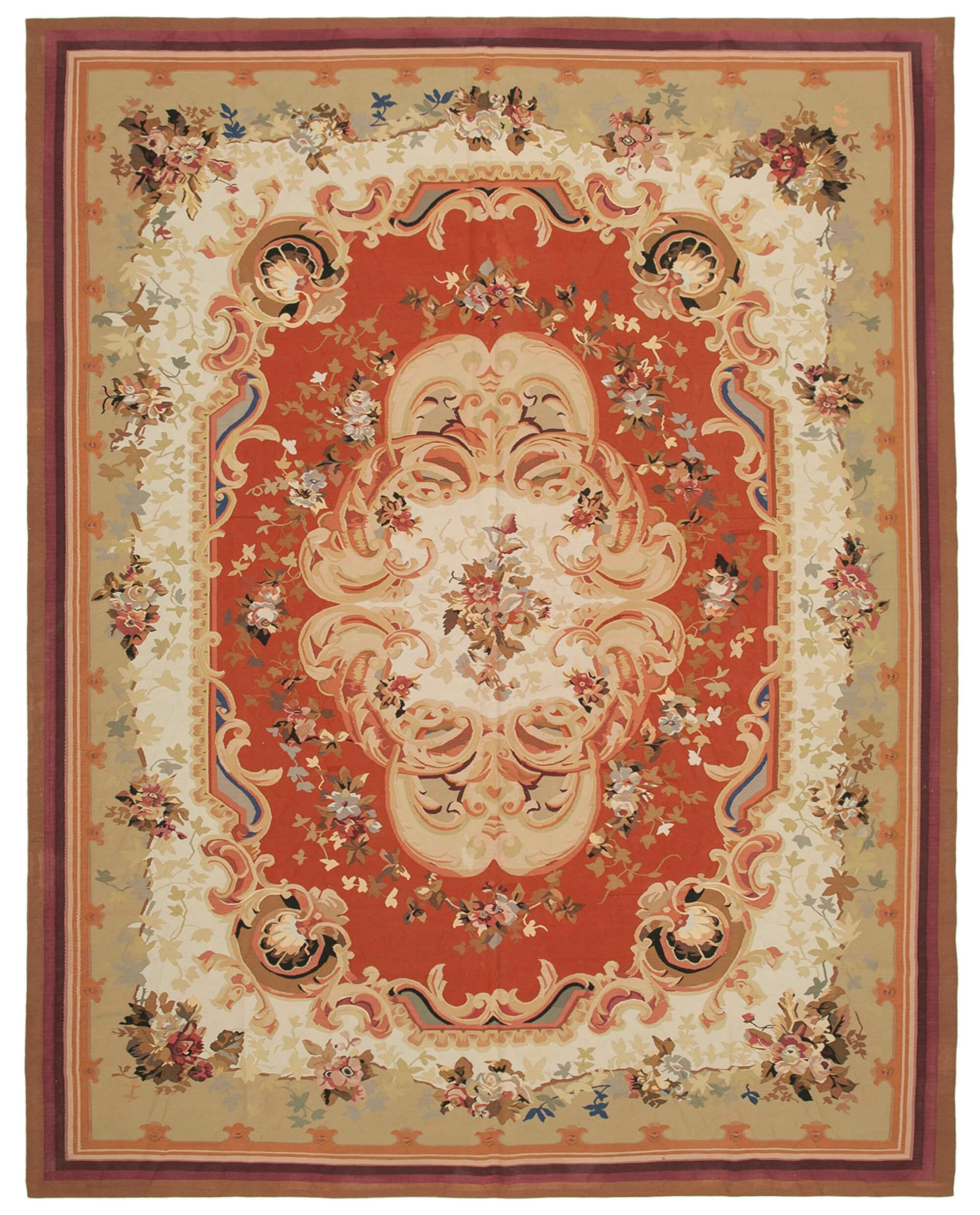 10 x 13 Beige Aubusson Kilim - 1538