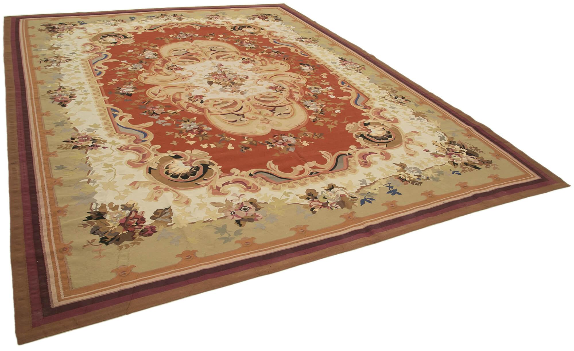 10 x 13 Beige Aubusson Kilim - 1538