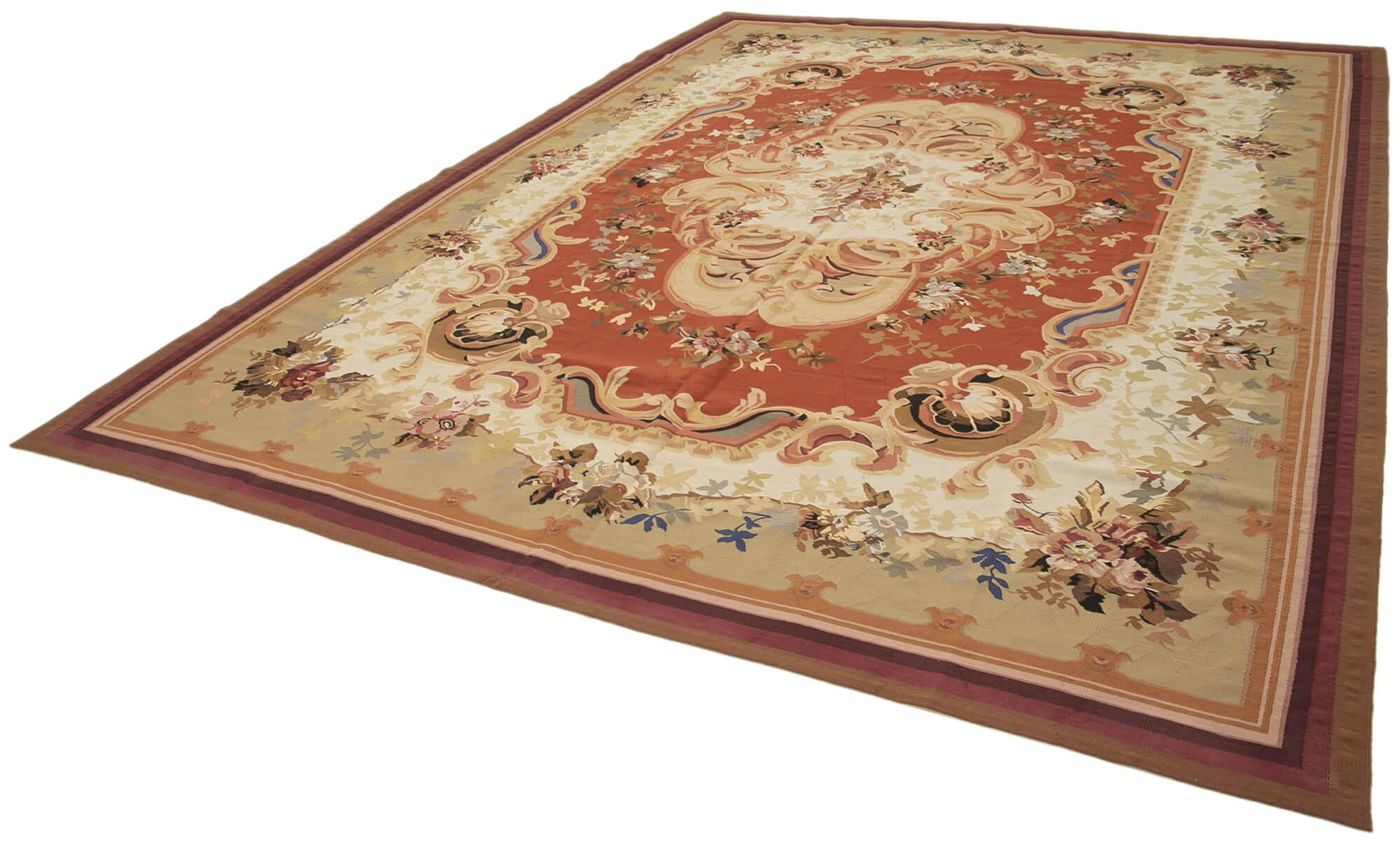 10 x 13 Beige Aubusson Kilim - 1538