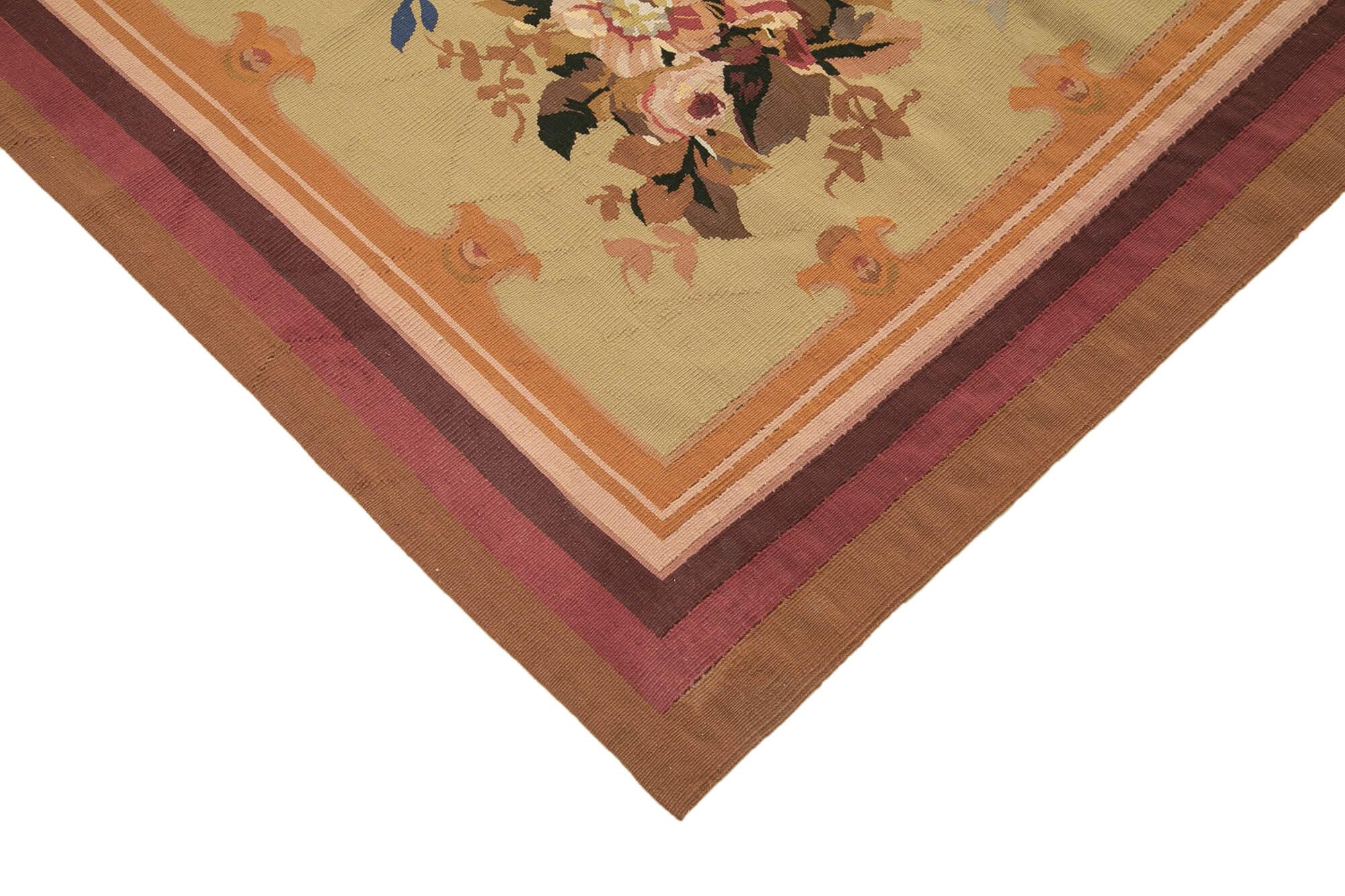 10 x 13 Beige Aubusson Kilim - 1538