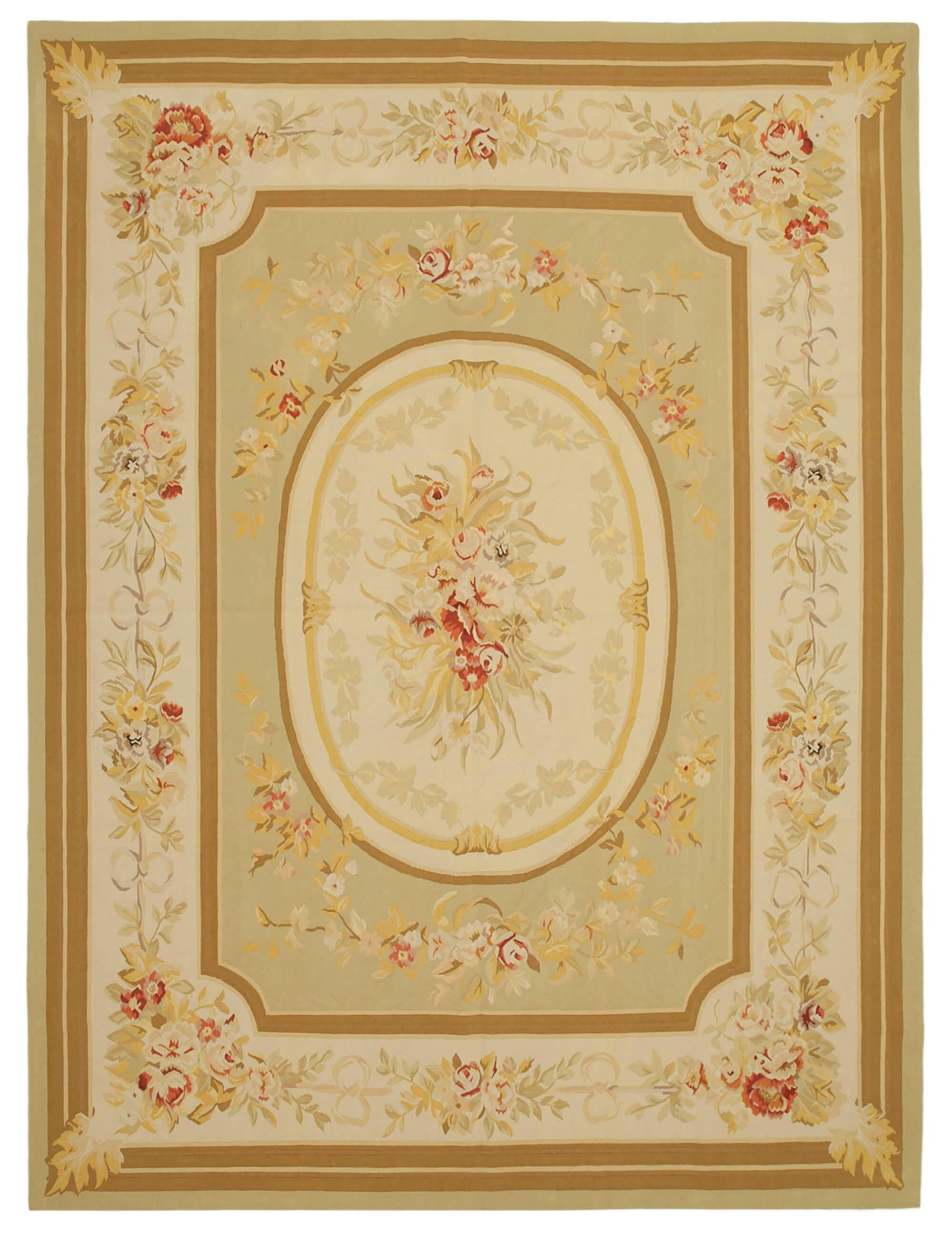 9 x 12 Beige Aubusson Kilim - 1539