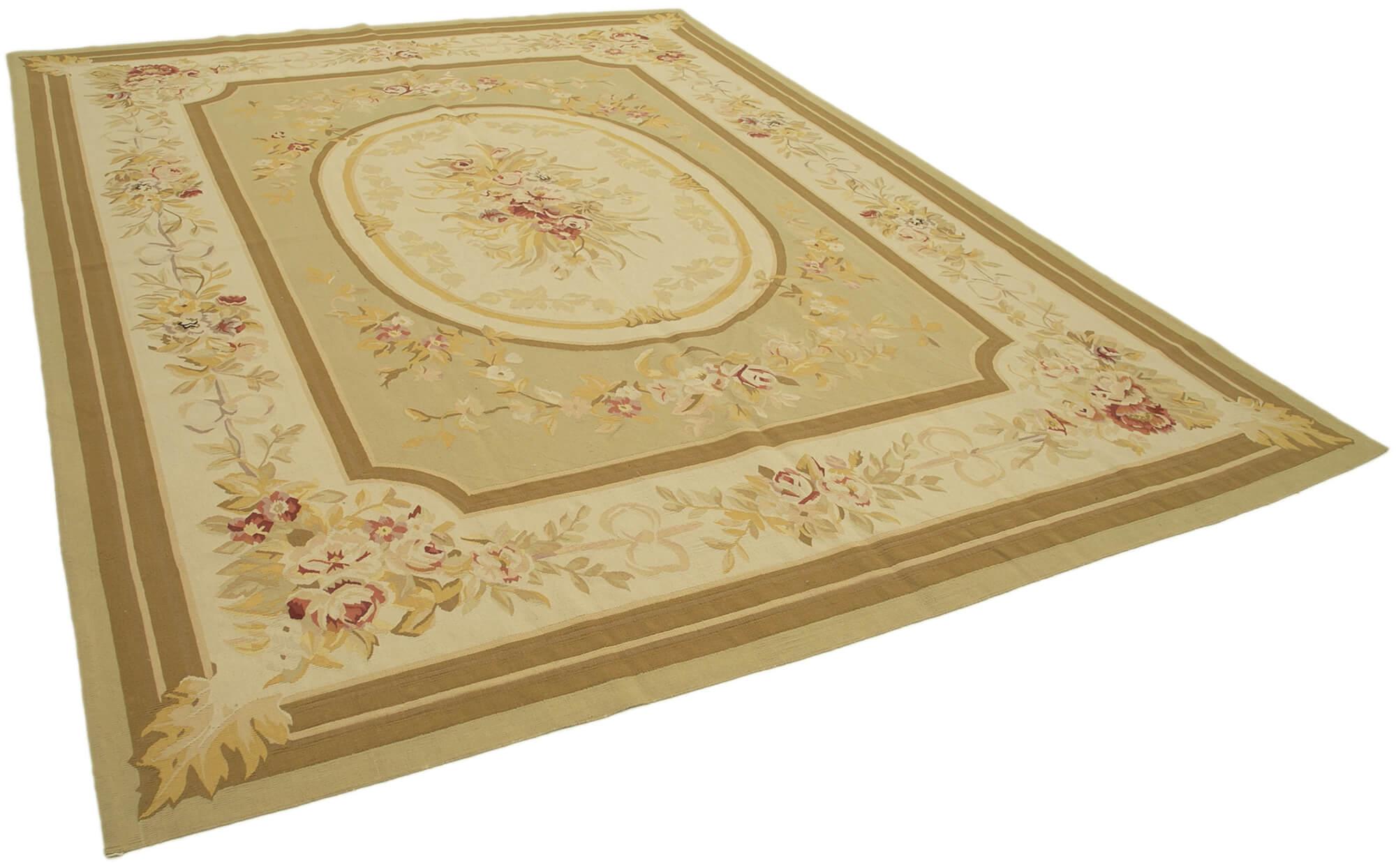 9 x 12 Beige Aubusson Kilim - 1539