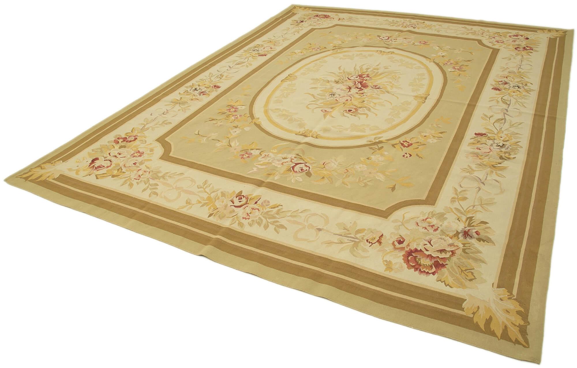 9 x 12 Beige Aubusson Kilim - 1539