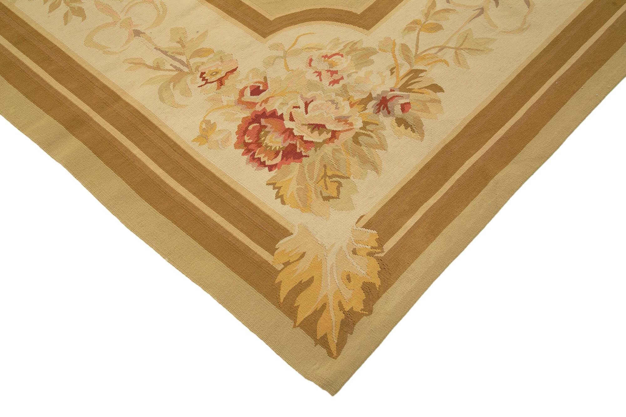 9 x 12 Beige Aubusson Kilim - 1539