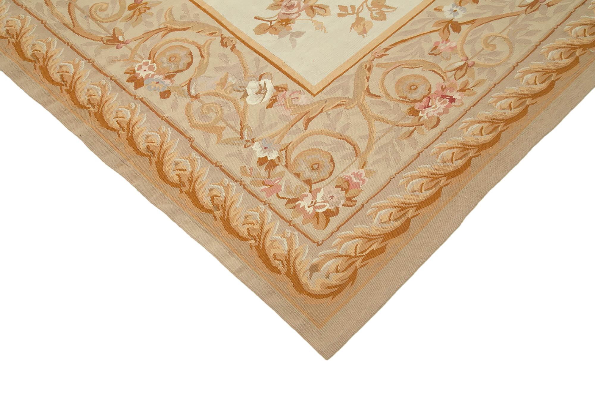 9 x 12 Beige Aubusson Kilim - 1541