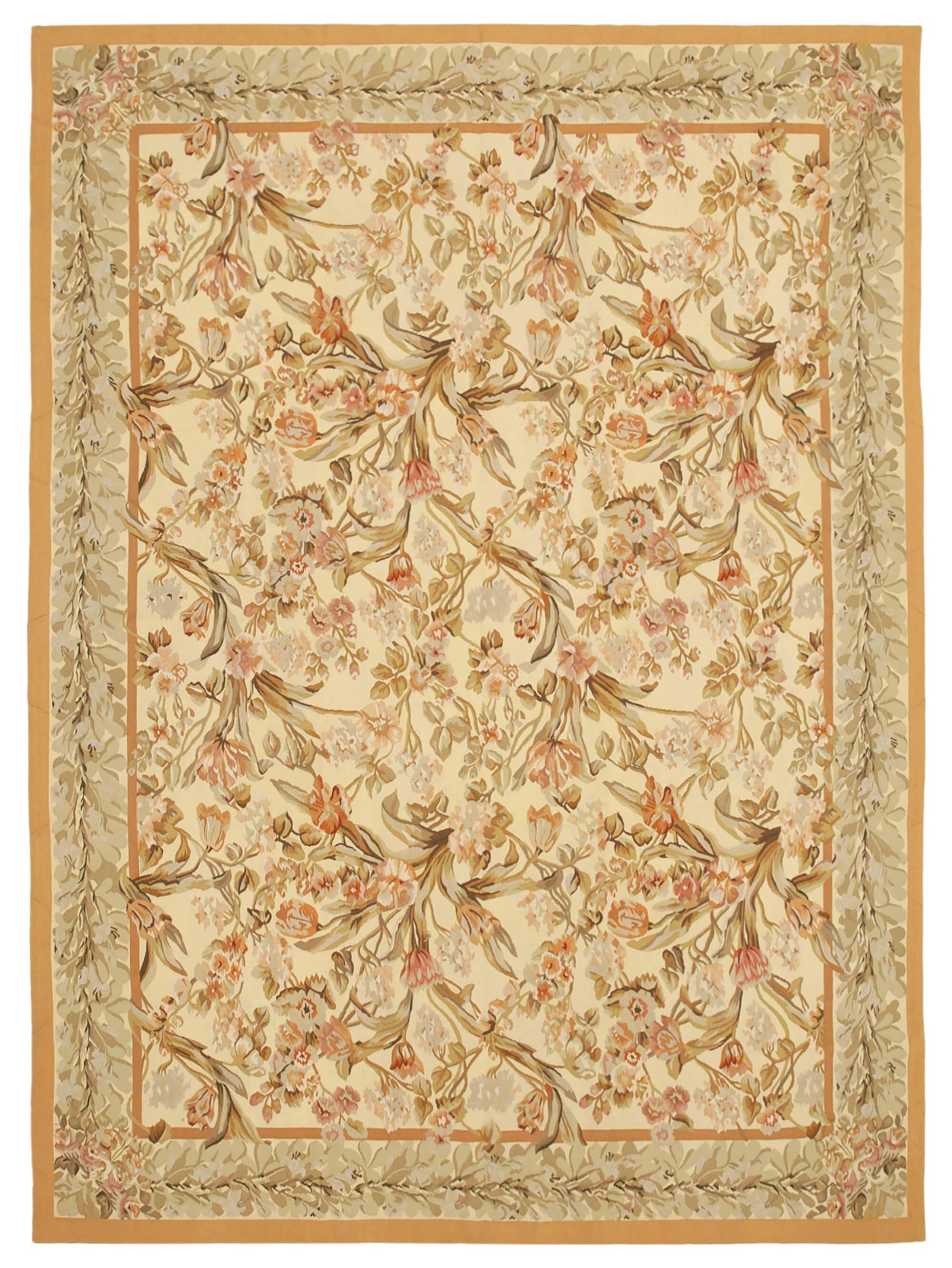 9 x 12 Beige Aubusson Kilim - 1542