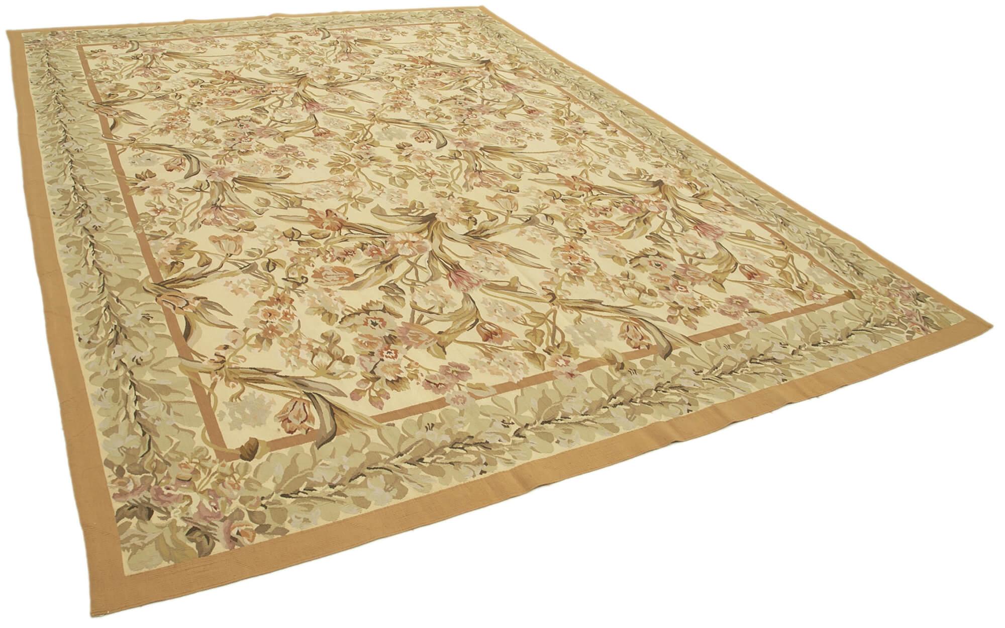 9 x 12 Beige Aubusson Kilim - 1542