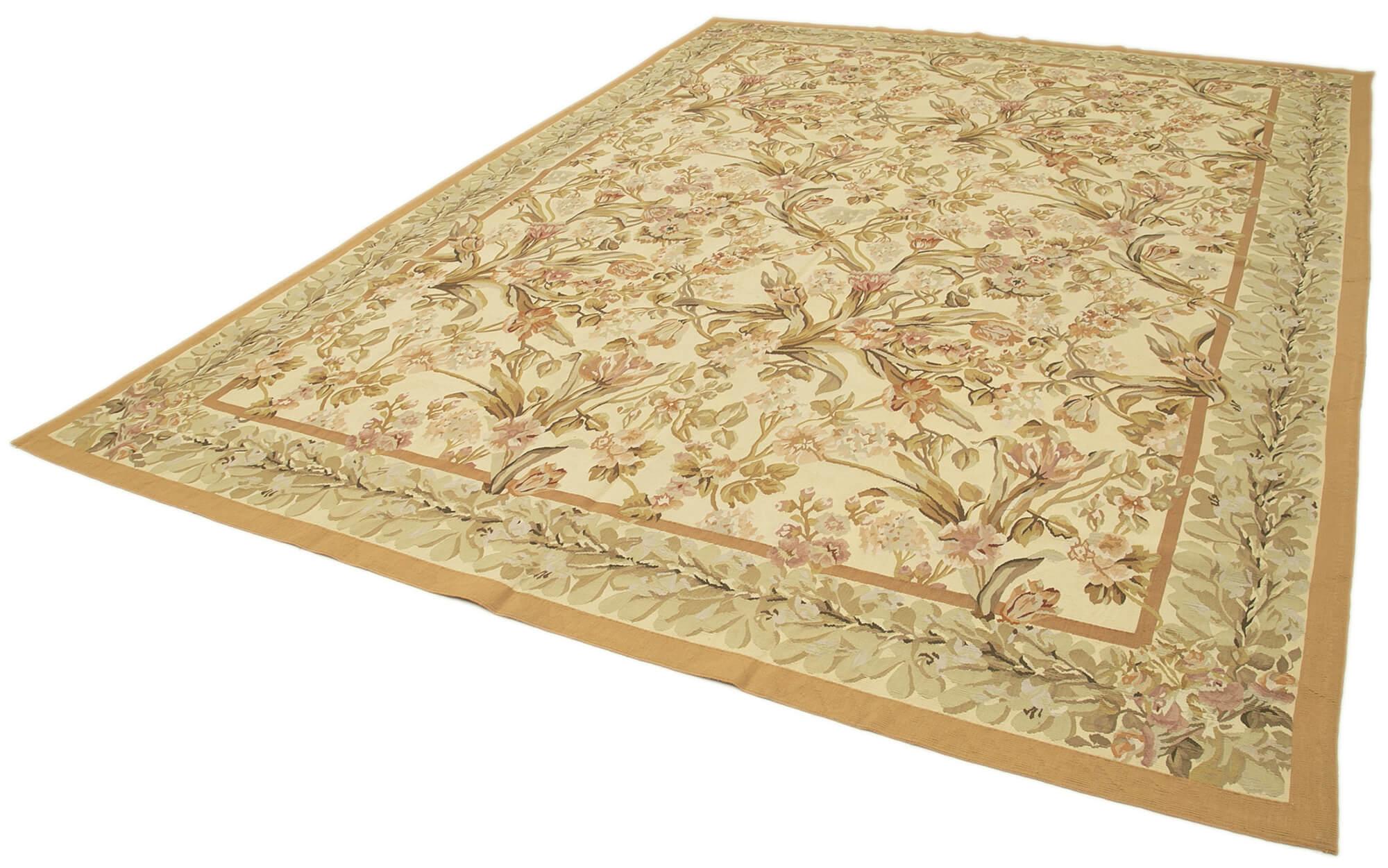 9 x 12 Beige Aubusson Kilim - 1542