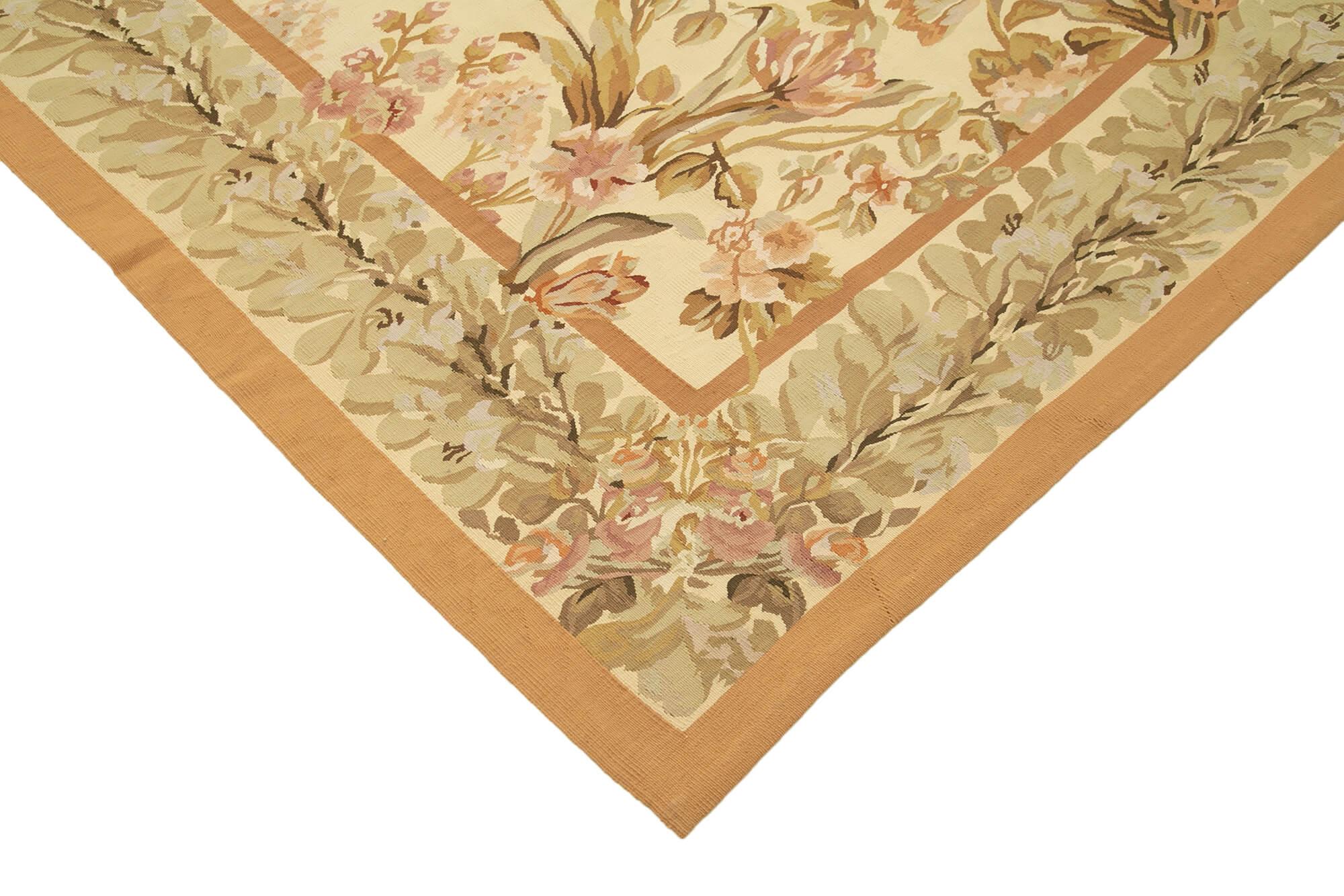 9 x 12 Beige Aubusson Kilim - 1542