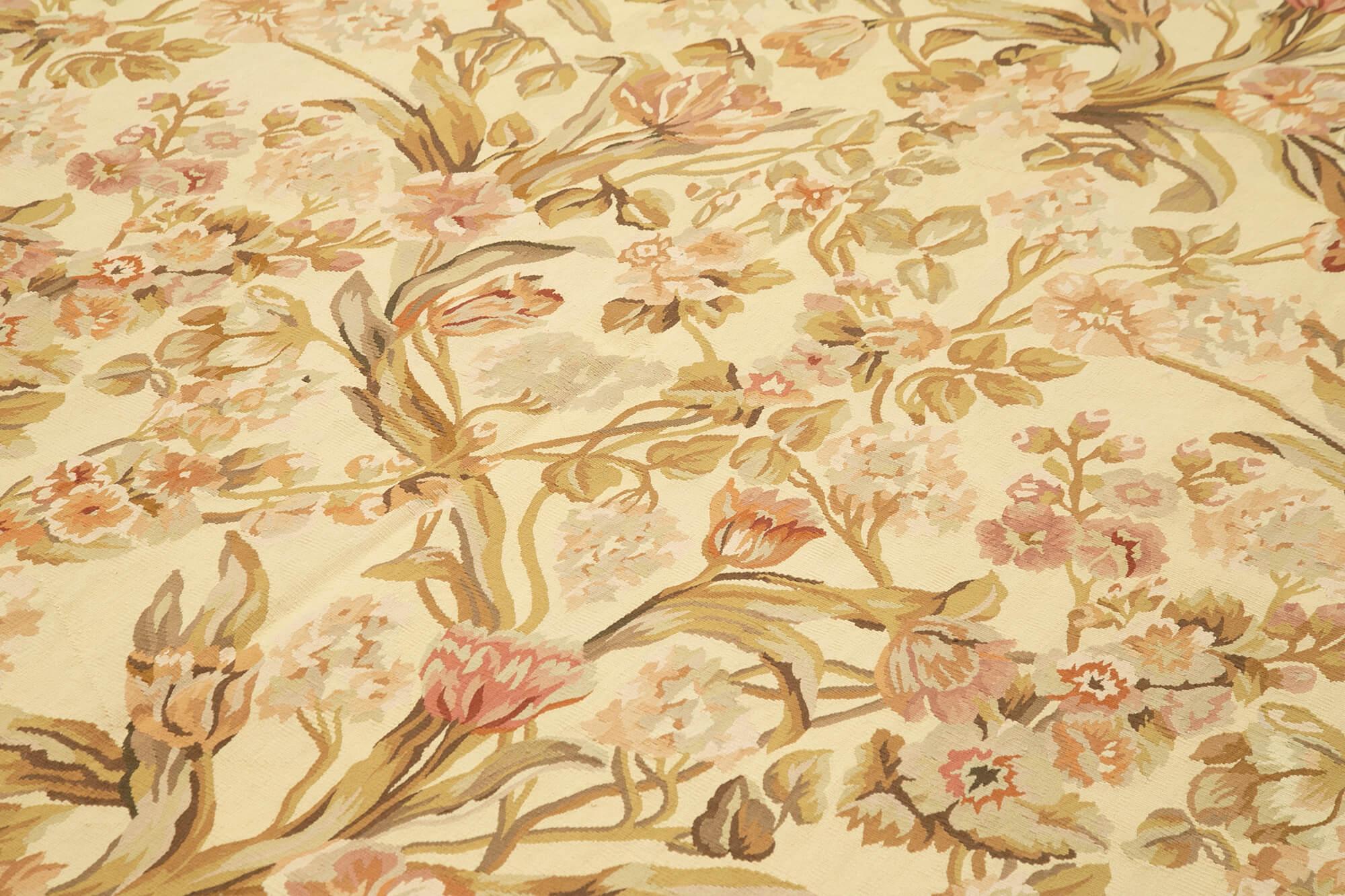 9 x 12 Beige Aubusson Kilim - 1542