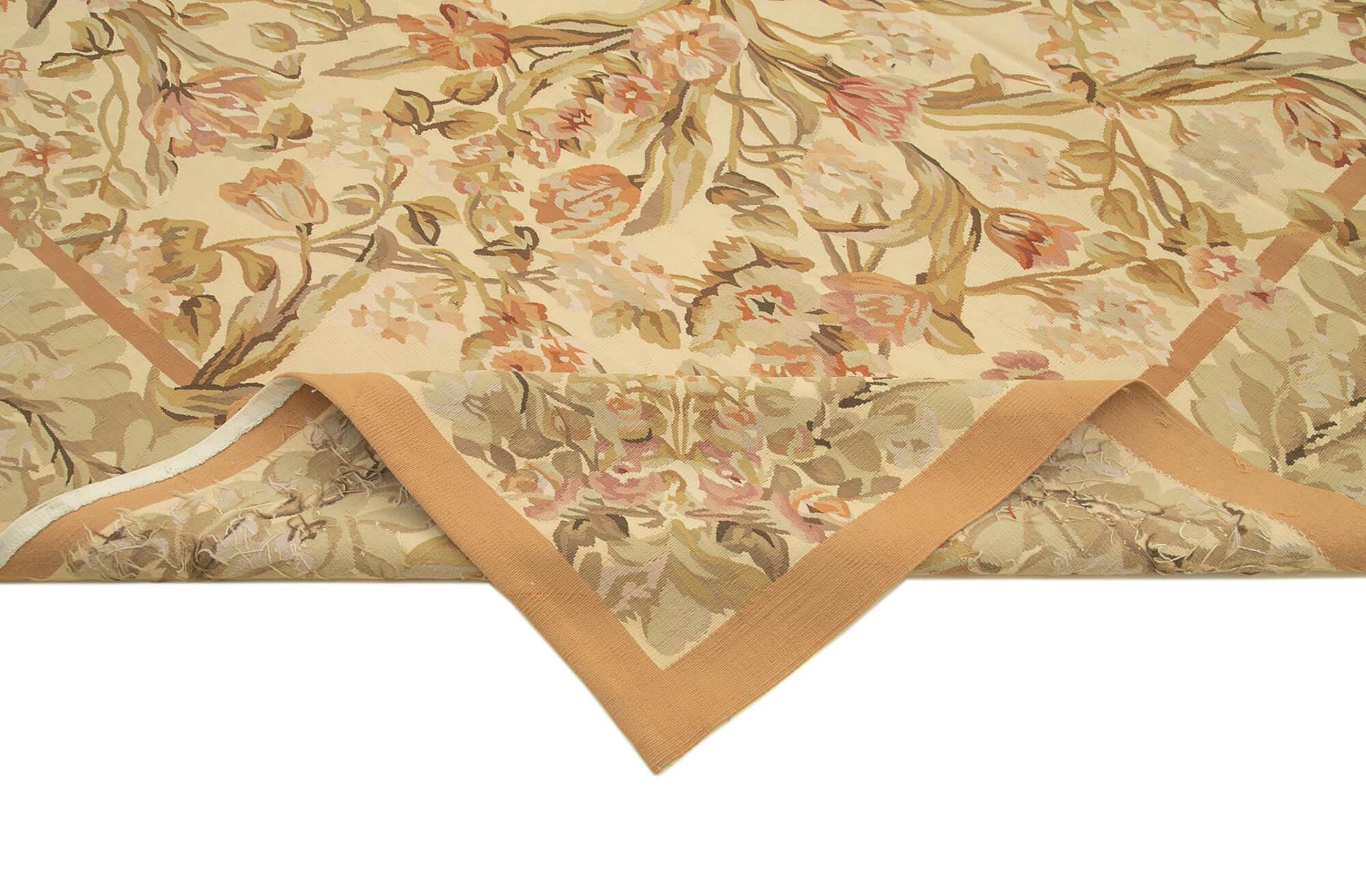 9 x 12 Beige Aubusson Kilim - 1542