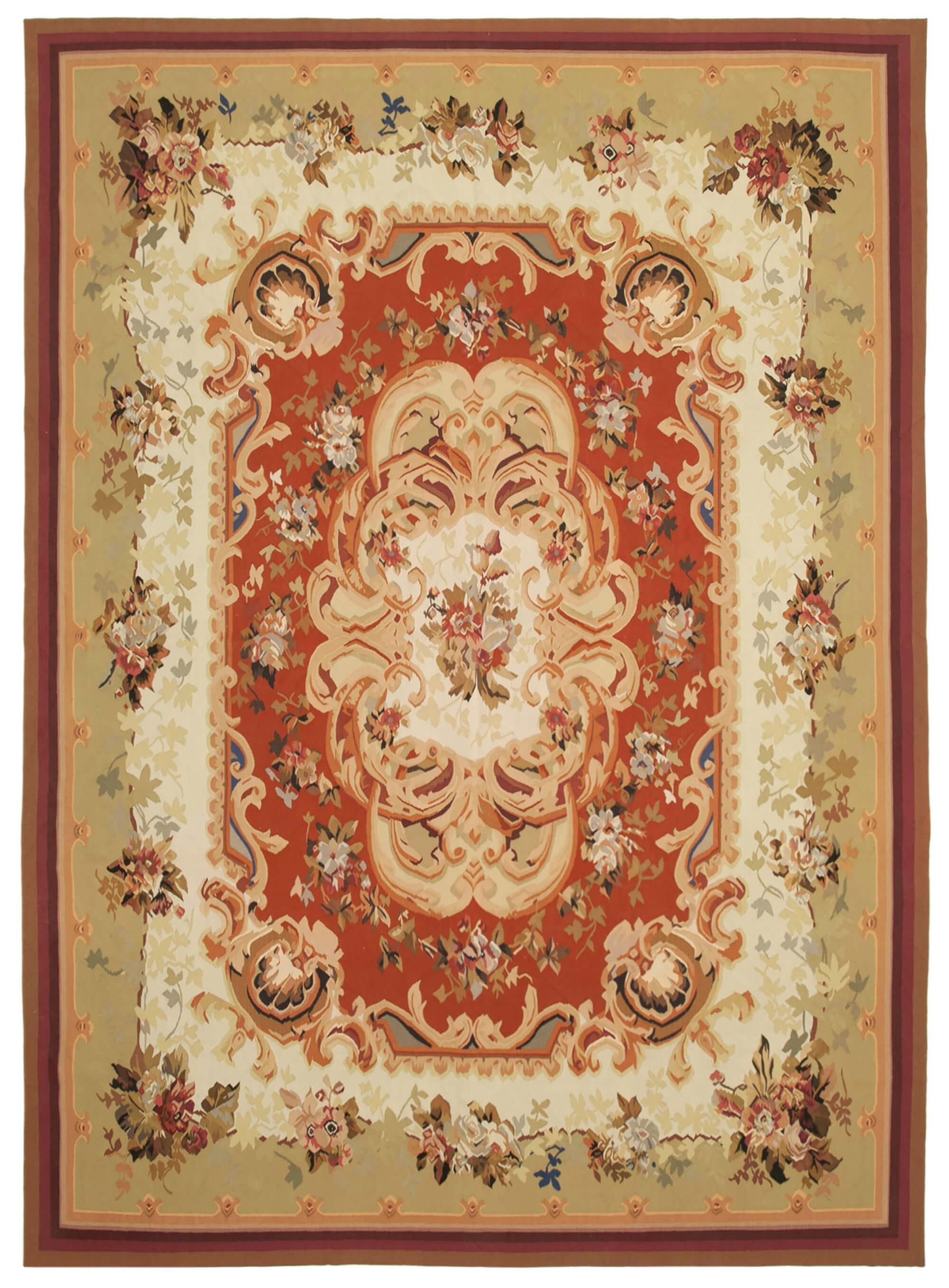 9 x 12 Beige Aubusson Kilim - 1544