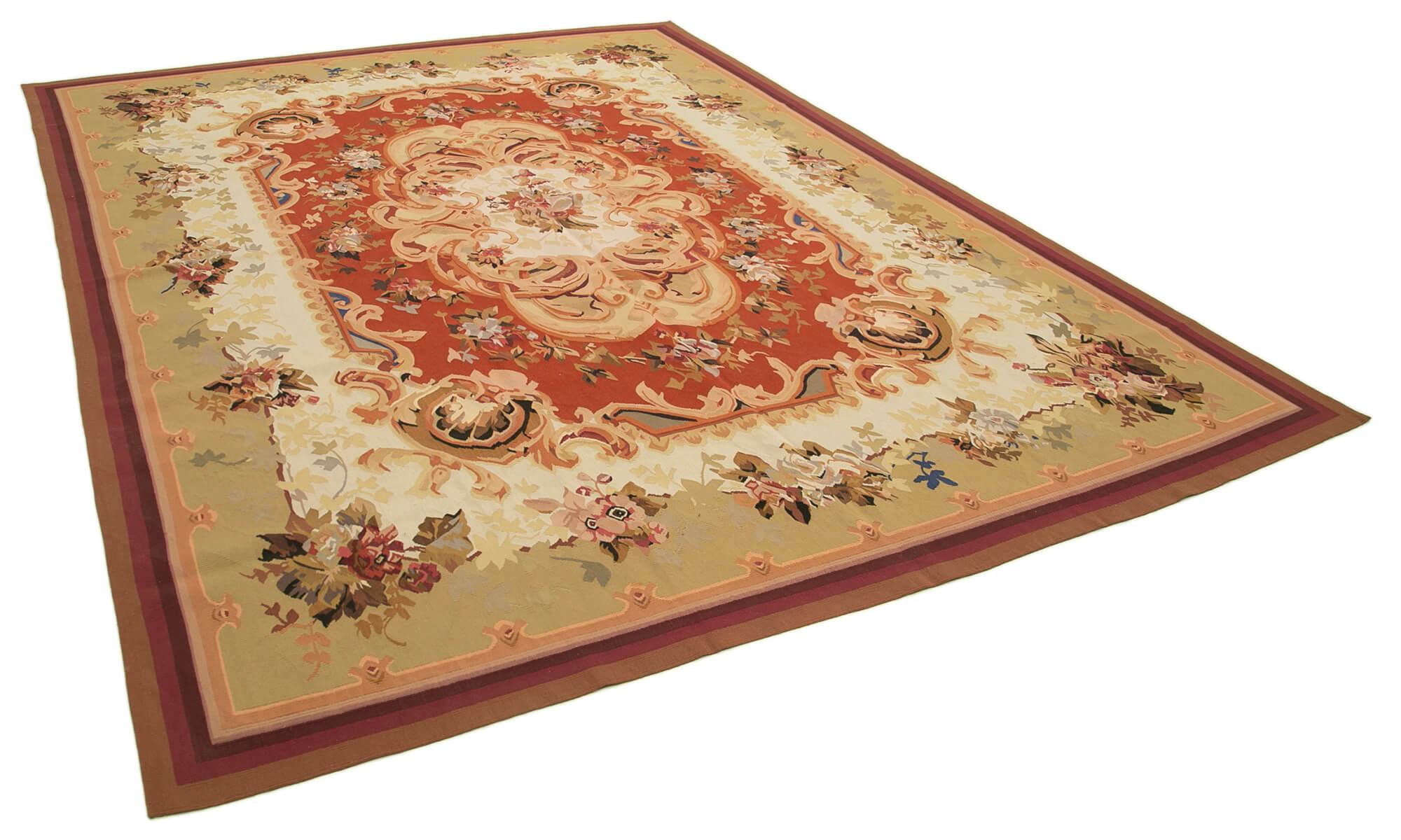 9 x 12 Beige Aubusson Kilim - 1544