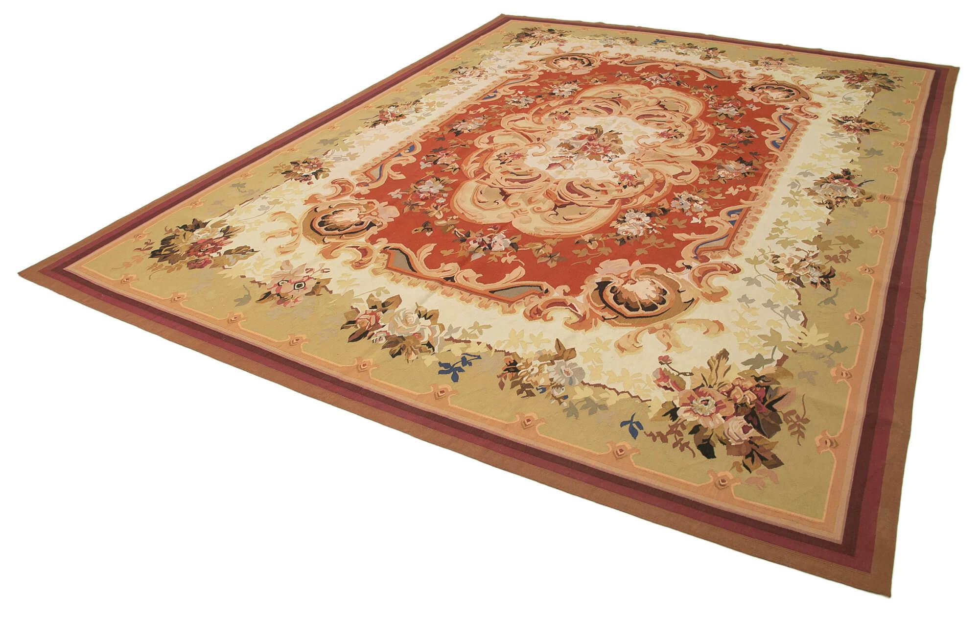 9 x 12 Beige Aubusson Kilim - 1544