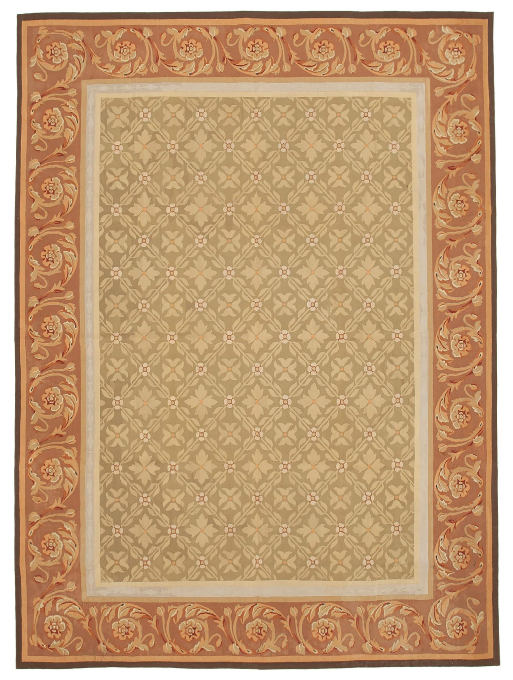 9 x 12 Brown Aubusson Kilim - 1549