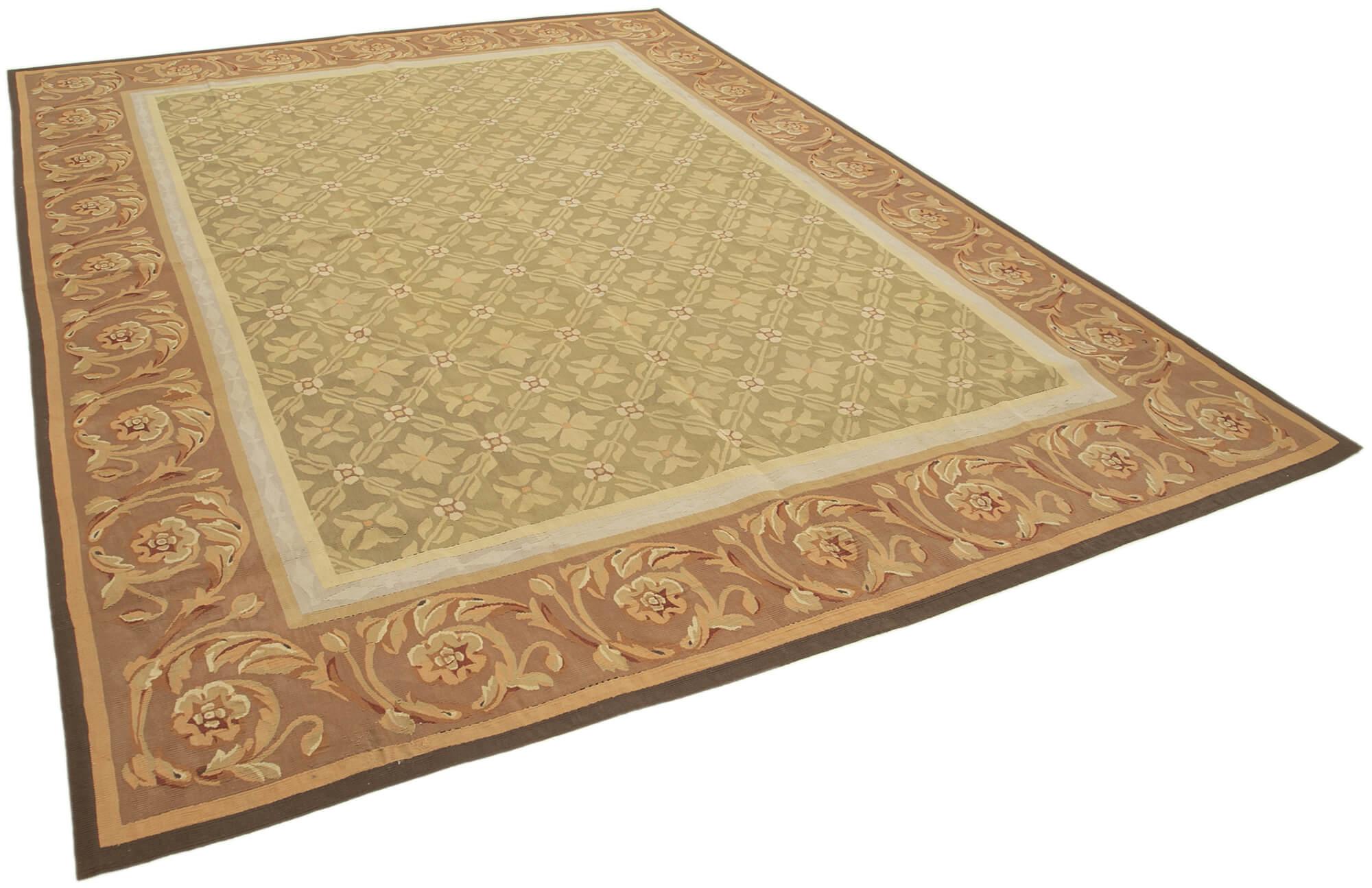 9 x 12 Brown Aubusson Kilim - 1549