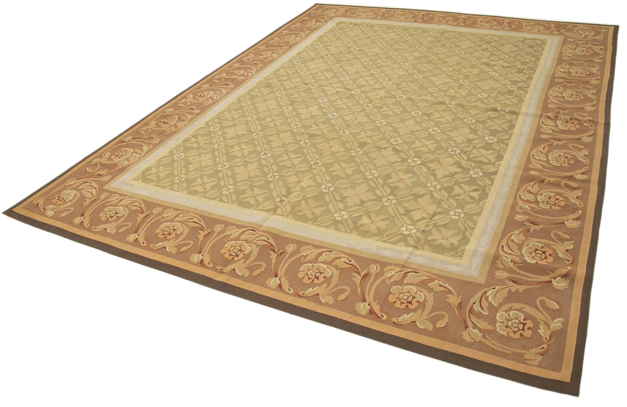 9 x 12 Brown Aubusson Kilim - 1549