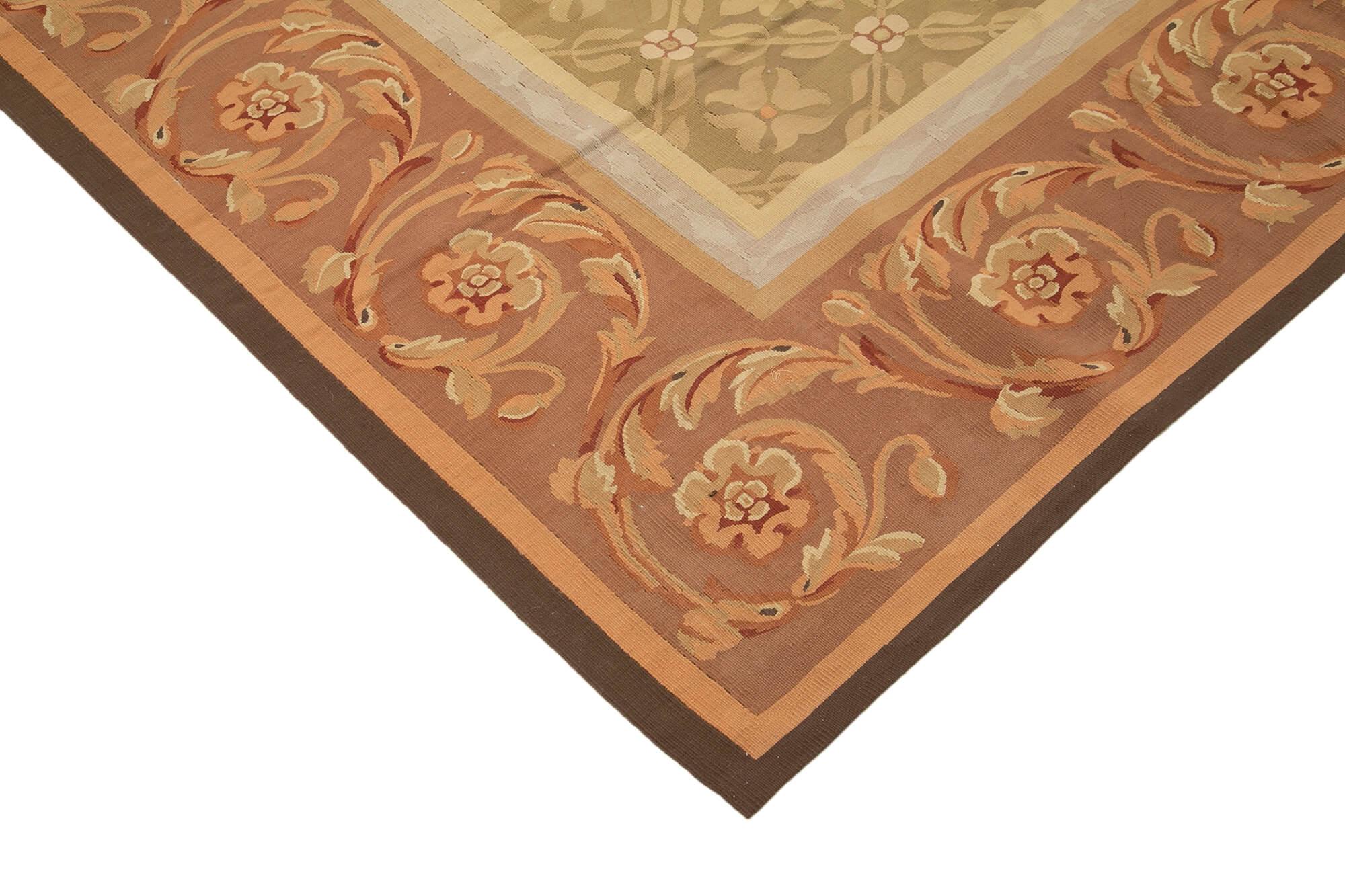 9 x 12 Brown Aubusson Kilim - 1549