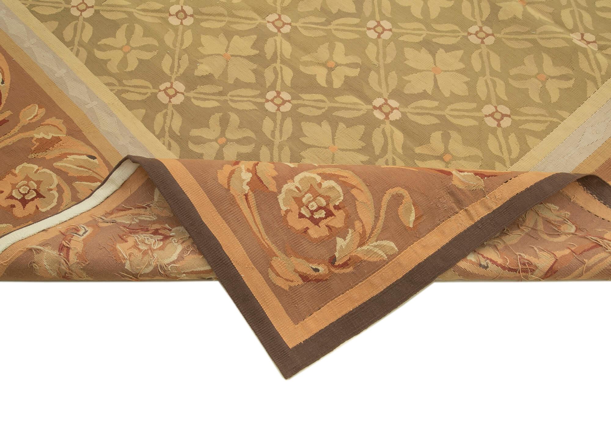 9 x 12 Brown Aubusson Kilim - 1549