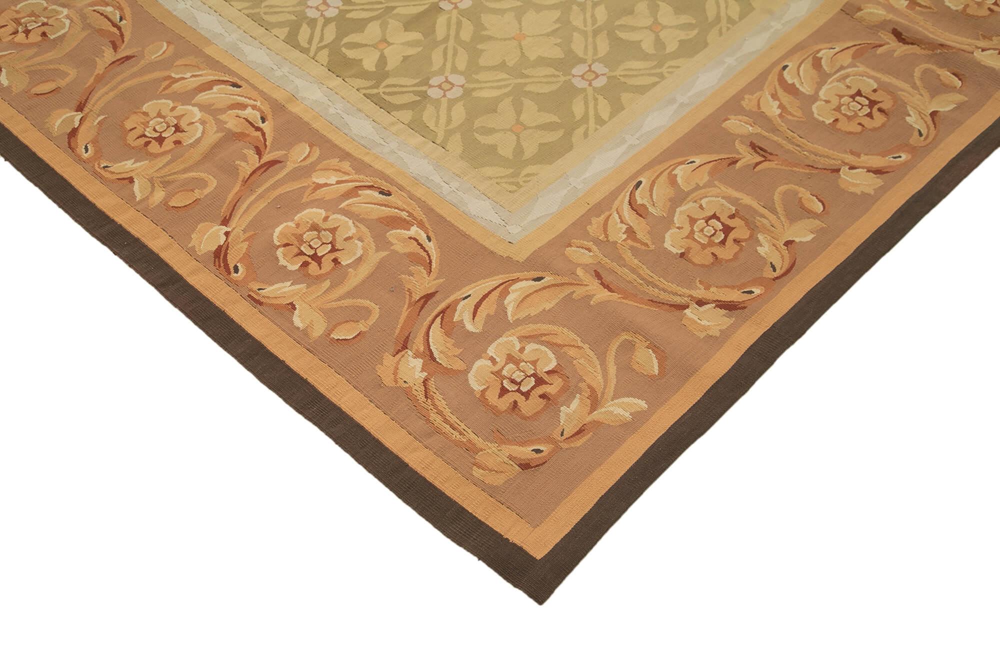 9 x 12 Brown Aubusson Kilim - 1553