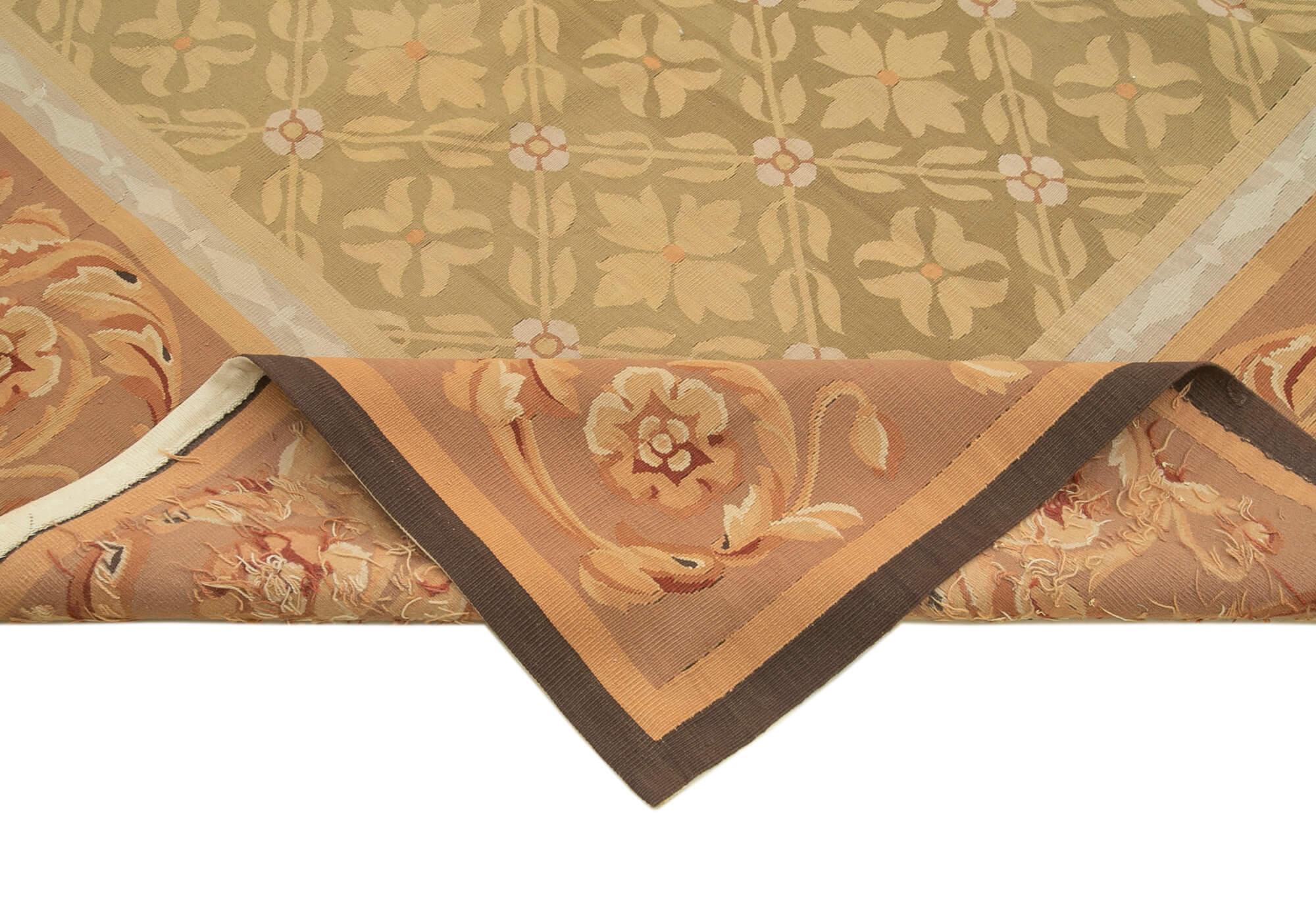 9 x 12 Brown Aubusson Kilim - 1553