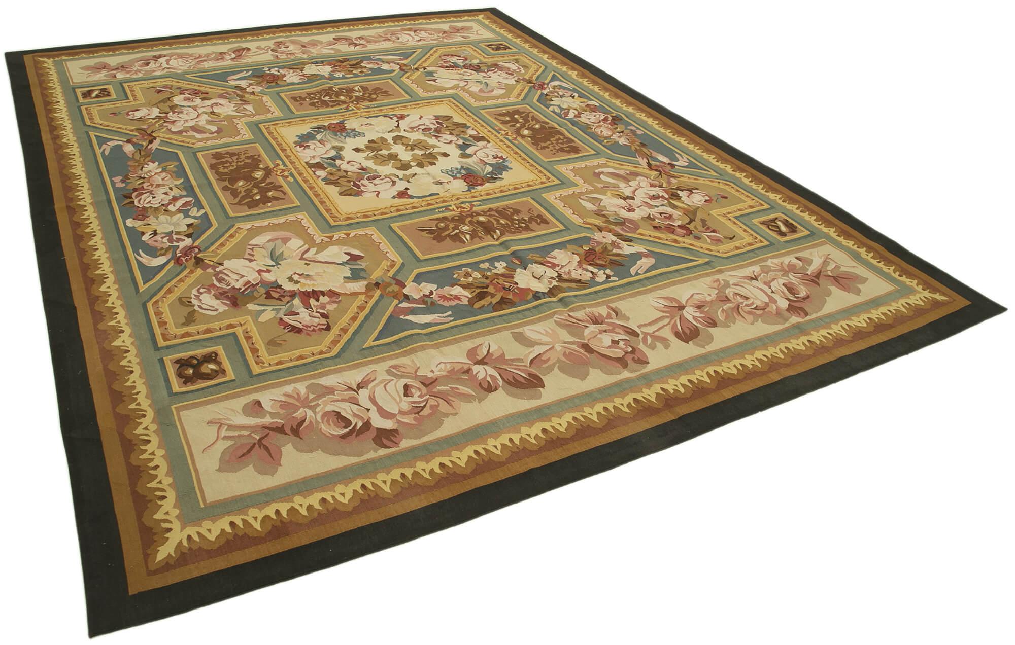 9 x 12 Beige Aubusson Kilim - 1554