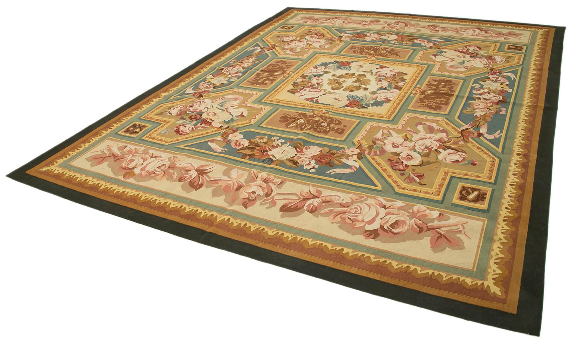 9 x 12 Beige Aubusson Kilim - 1554