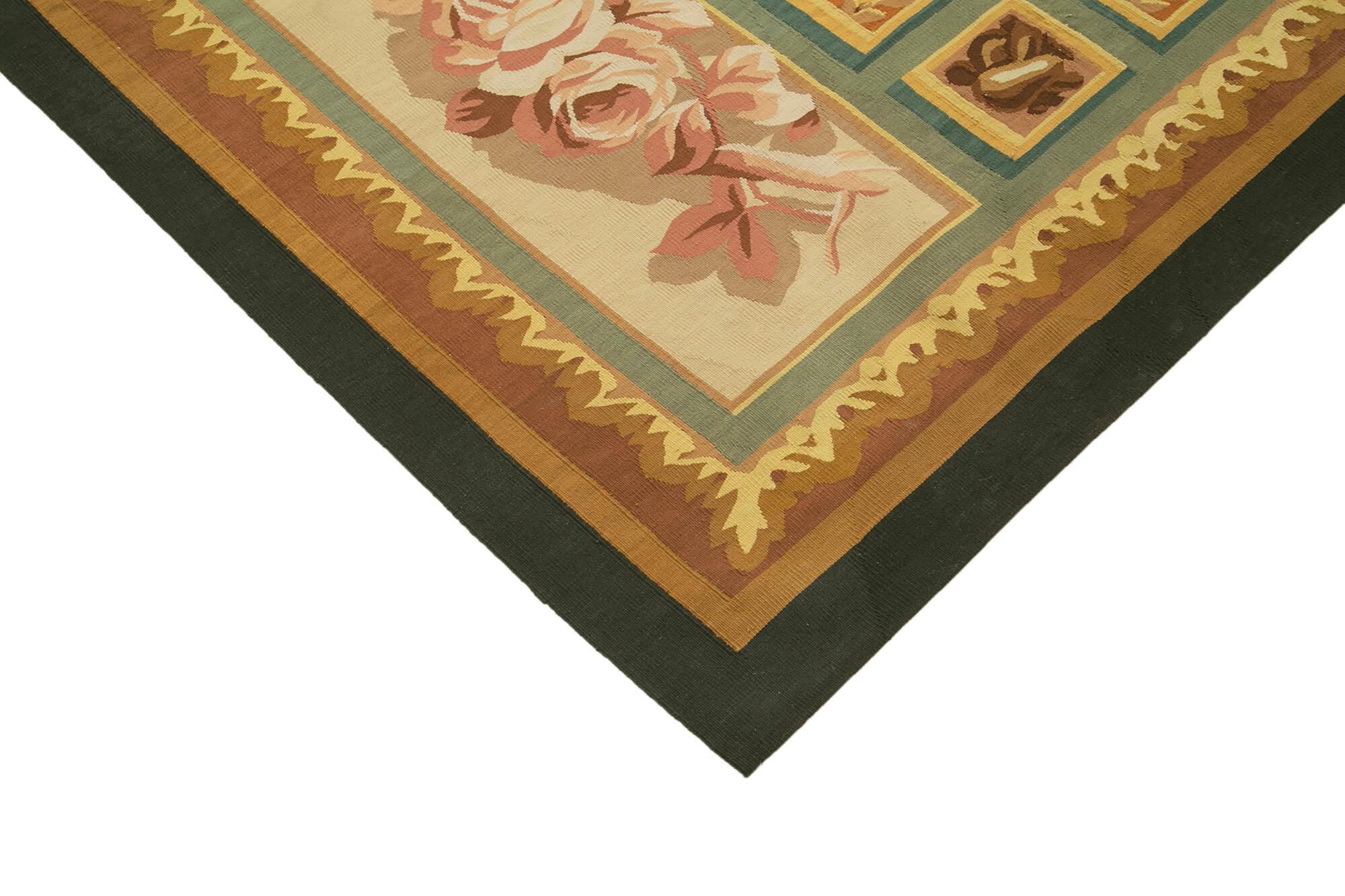 9 x 12 Beige Aubusson Kilim - 1554