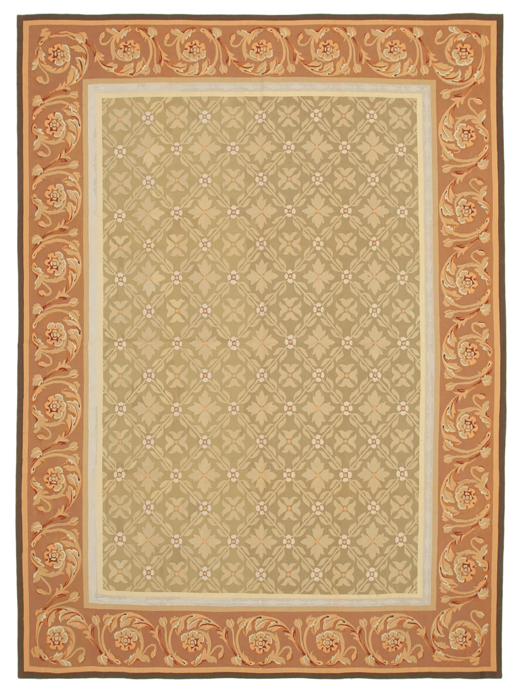 9 x 12 Brown Aubusson Kilim - 1555