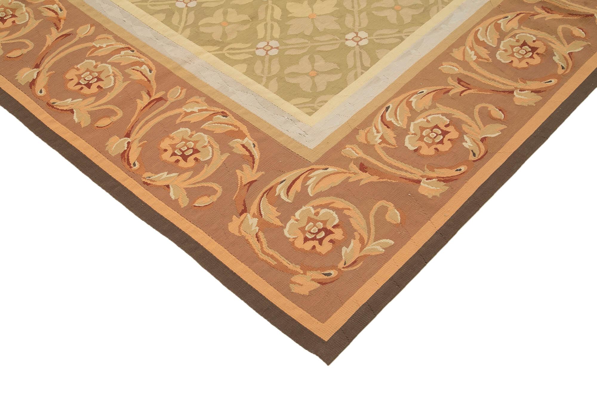 9 x 12 Brown Aubusson Kilim - 1555