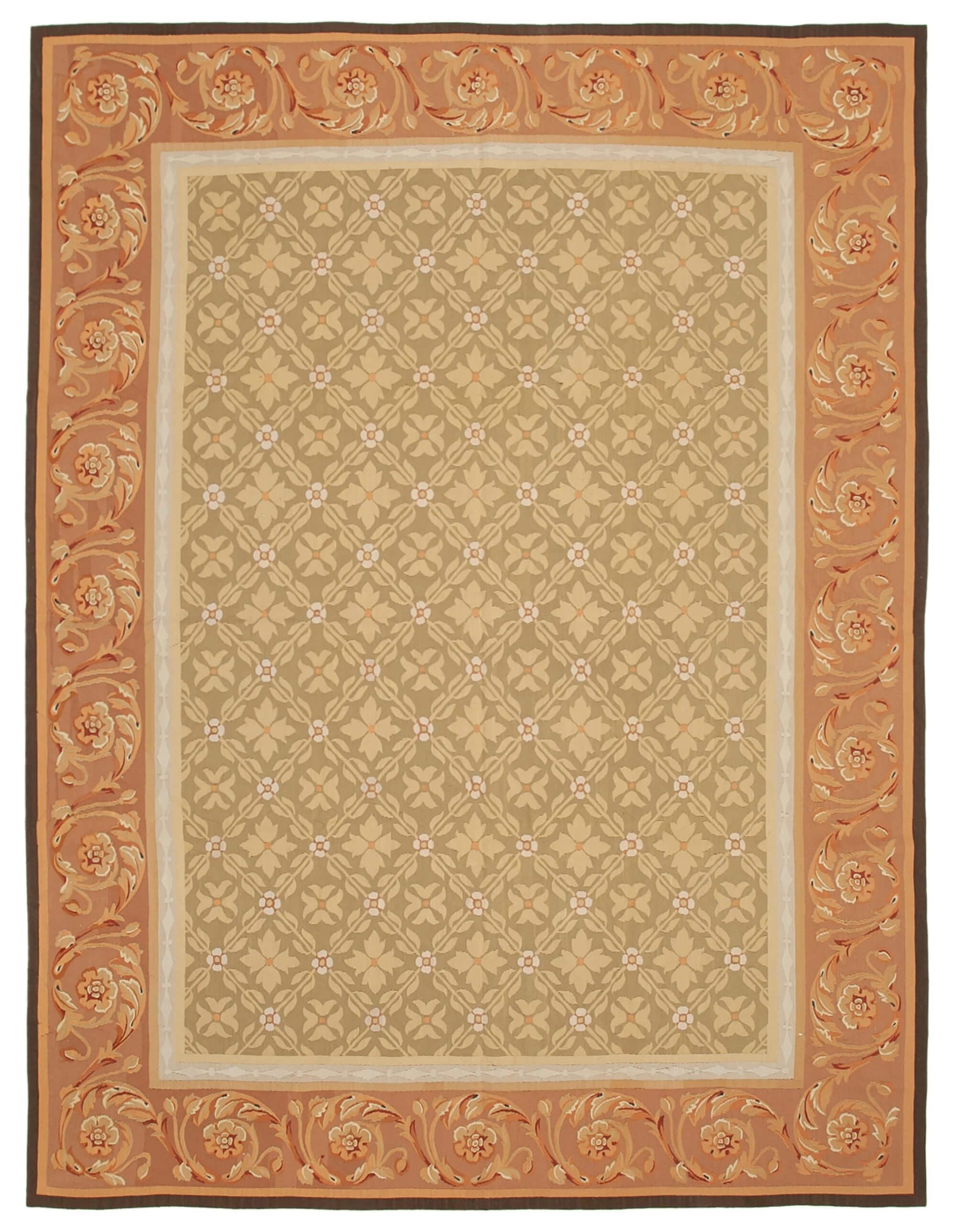 9 x 12 Beige Aubusson Kilim - 1558