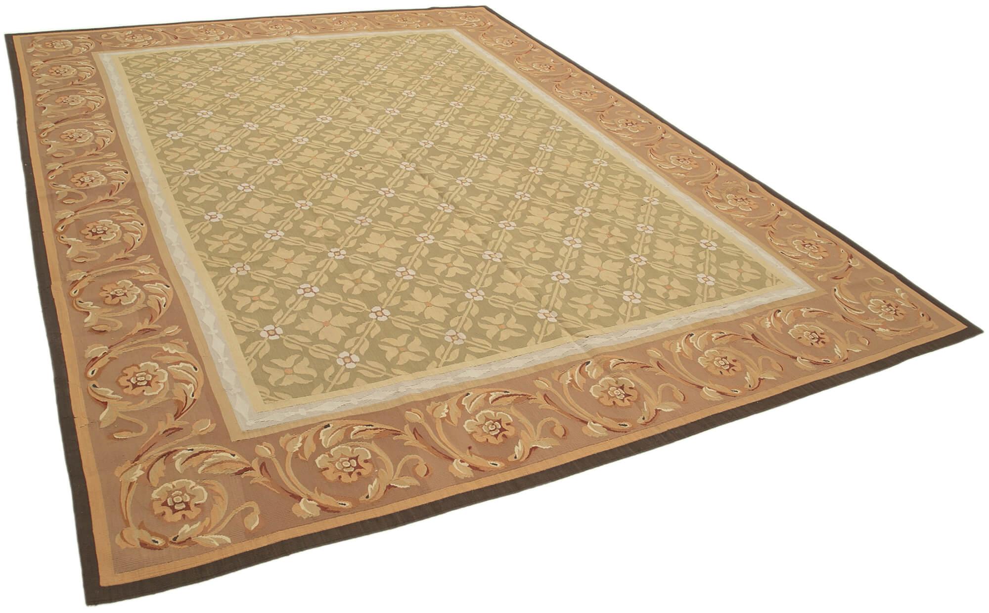 9 x 12 Beige Aubusson Kilim - 1558