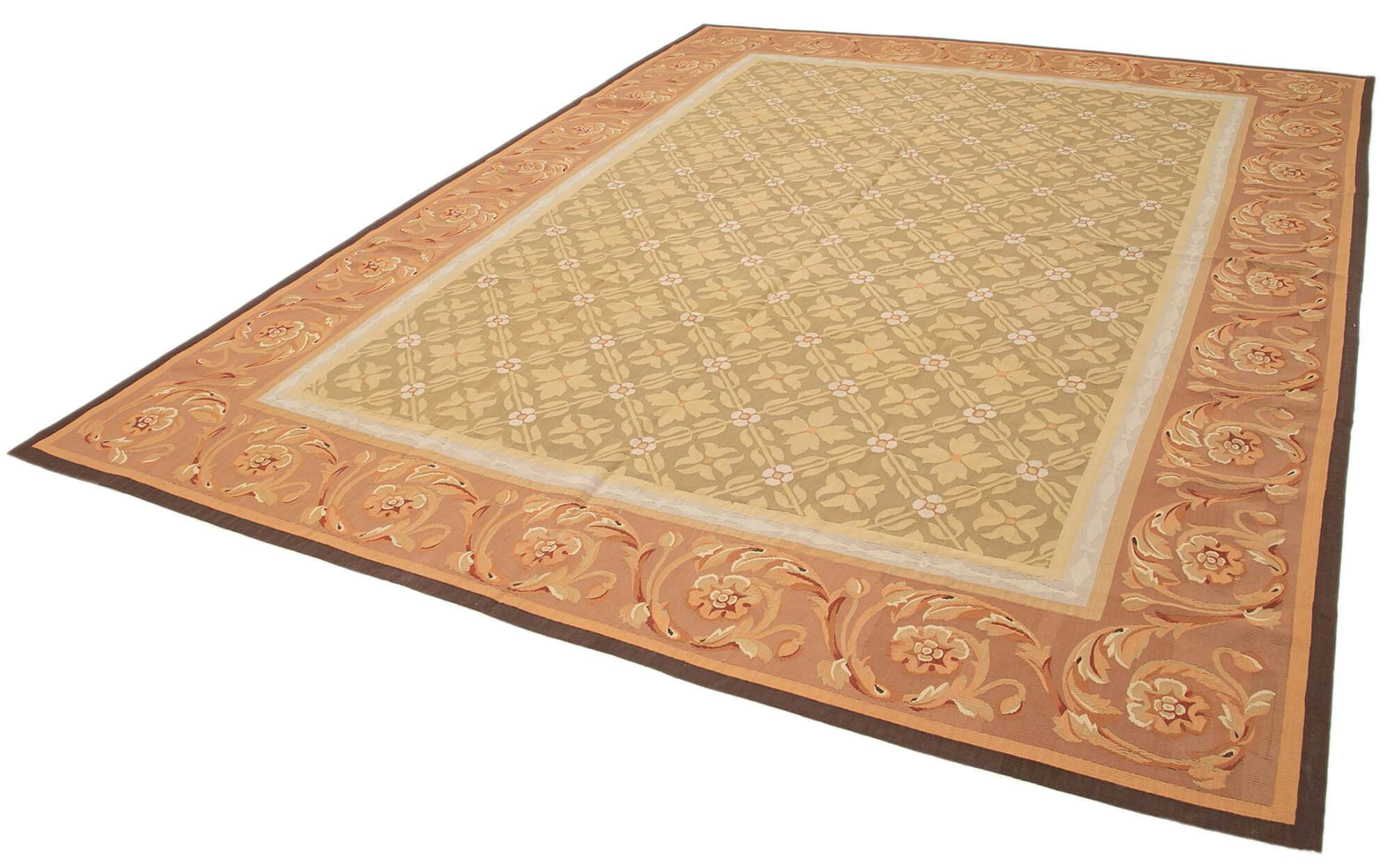 9 x 12 Beige Aubusson Kilim - 1558