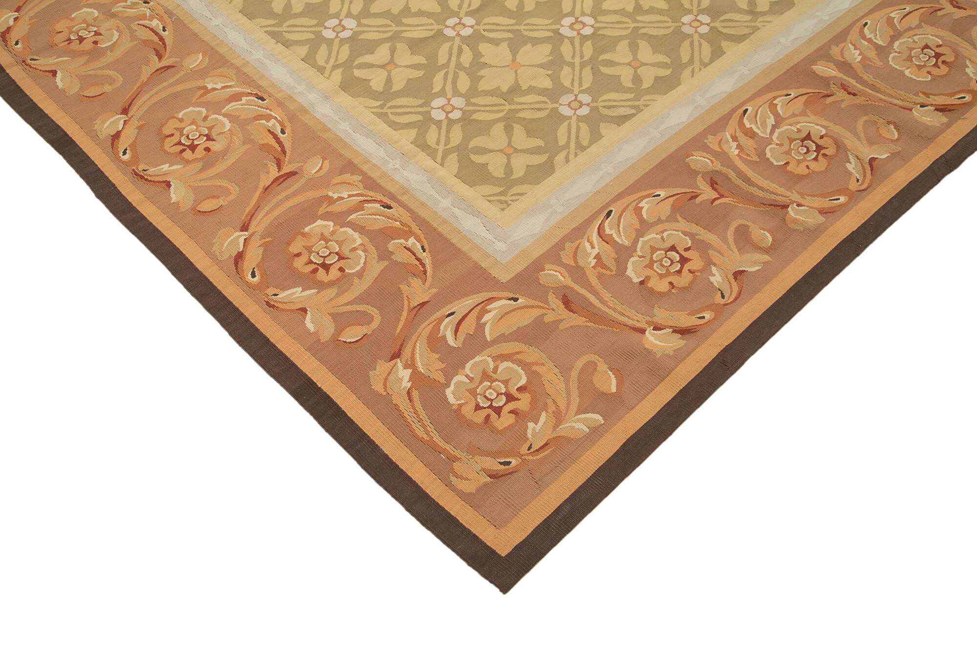 9 x 12 Beige Aubusson Kilim - 1558