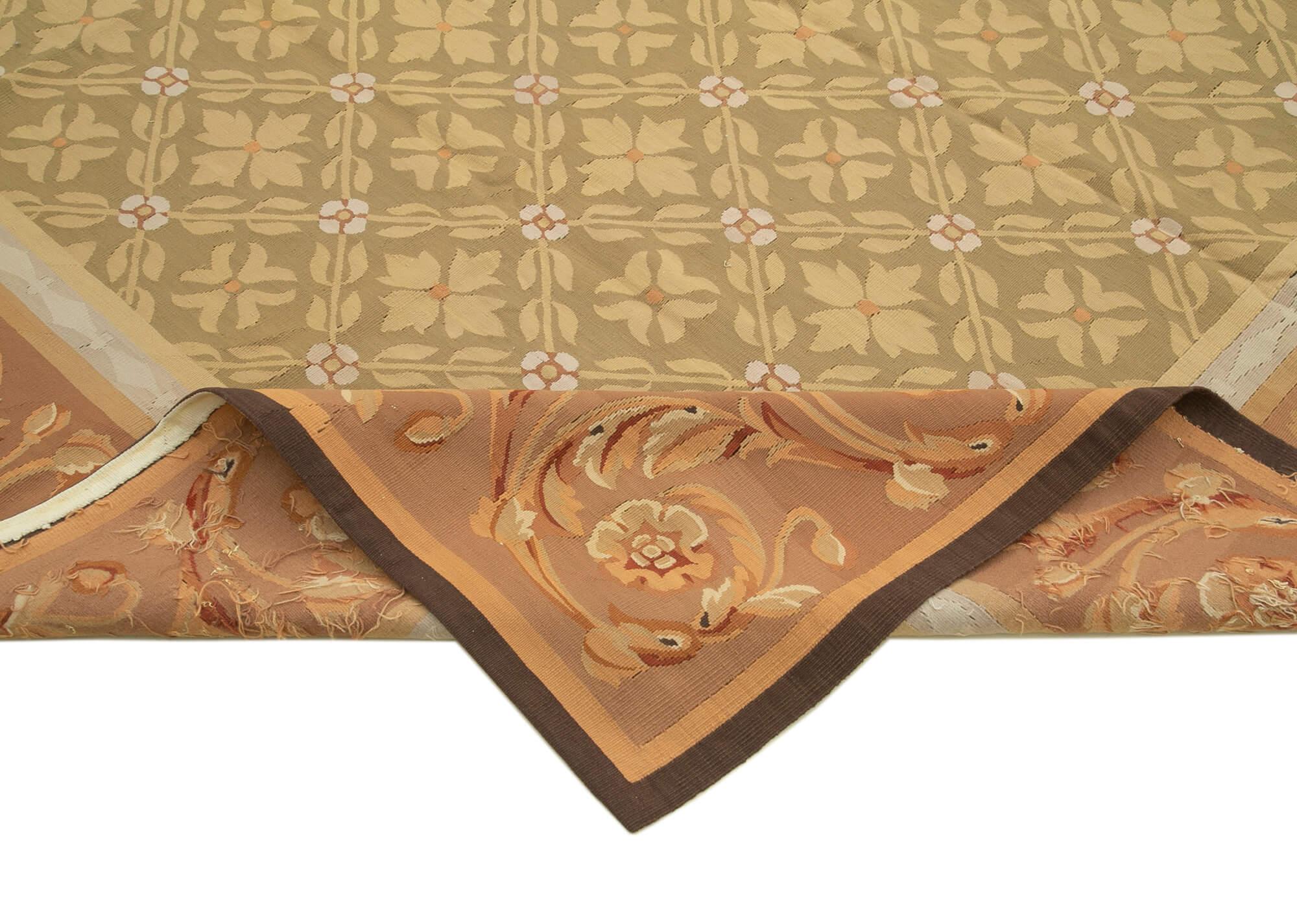 9 x 12 Beige Aubusson Kilim - 1558