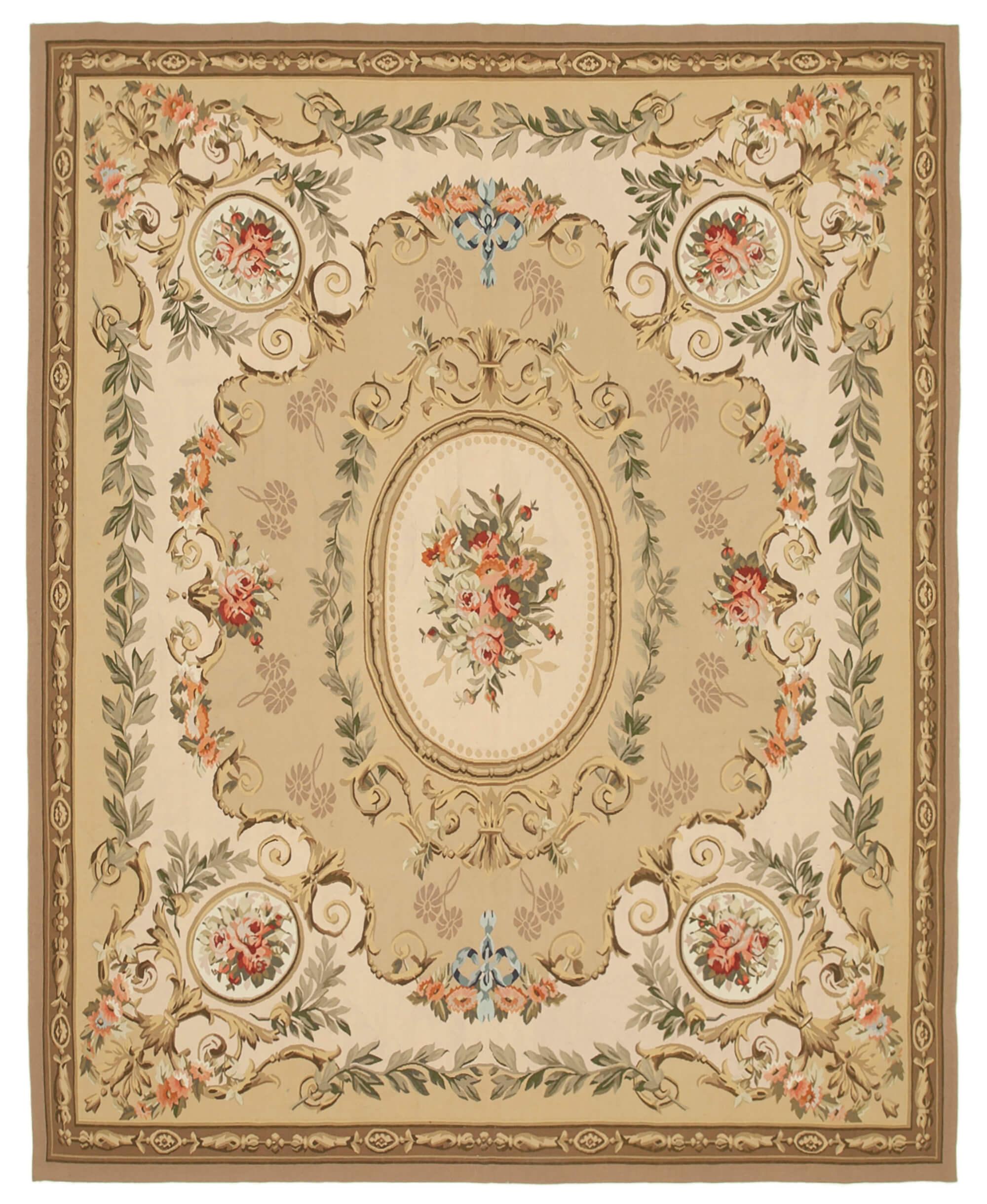 9 x 11 Beige Aubusson Kilim - 1561