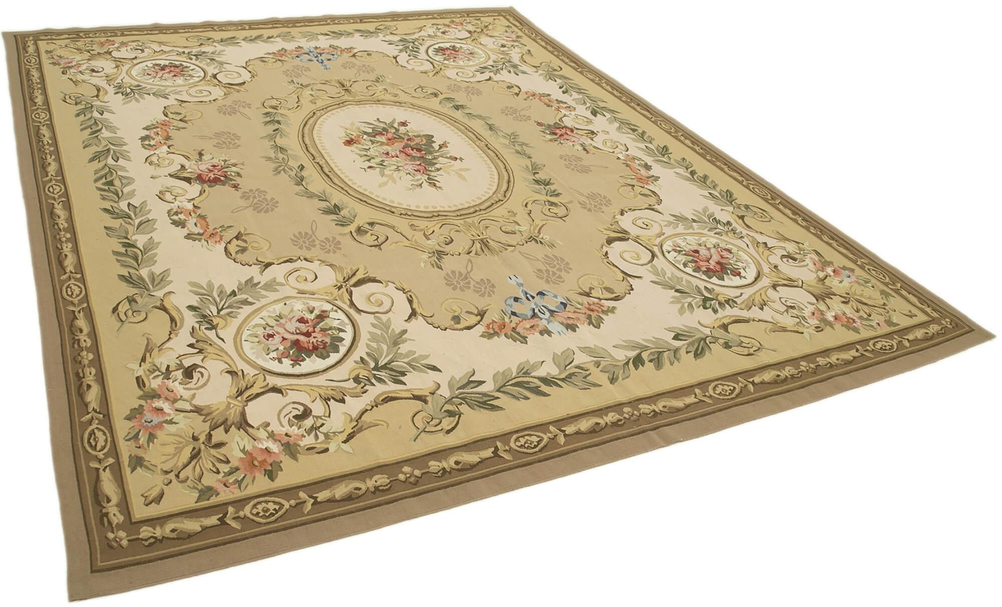 9 x 11 Beige Aubusson Kilim - 1561